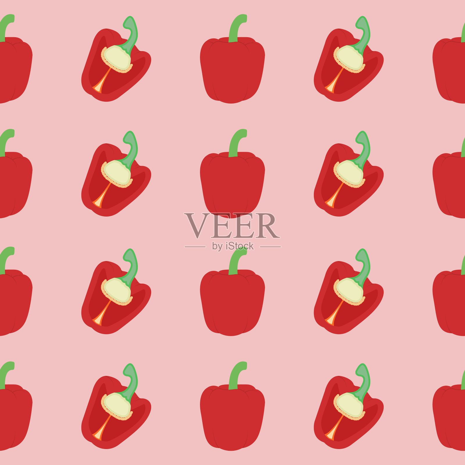 灯笼椒无缝图案潮流平底风格插画图片素材