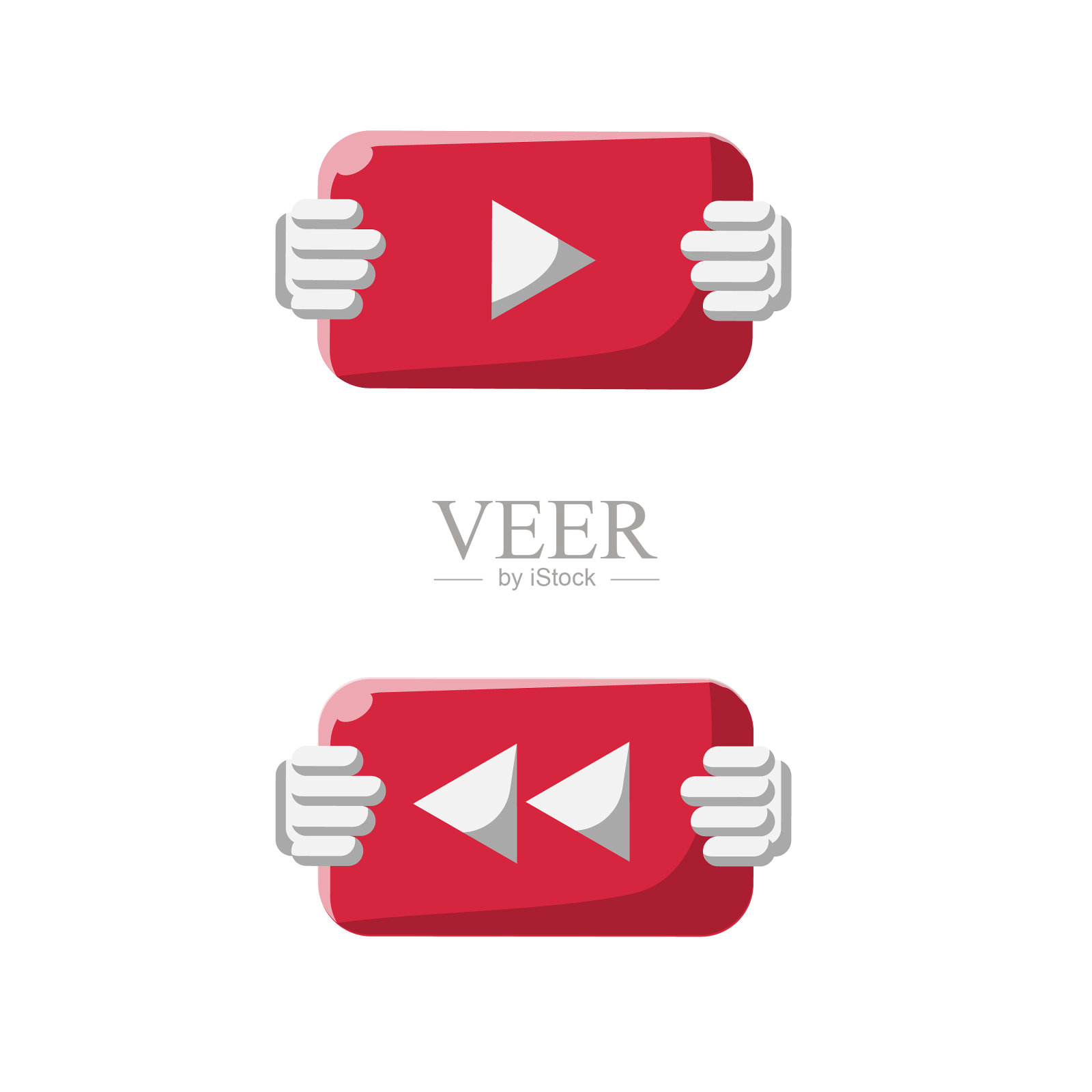 手柄播放和倒带按钮平面图标设置图标素材