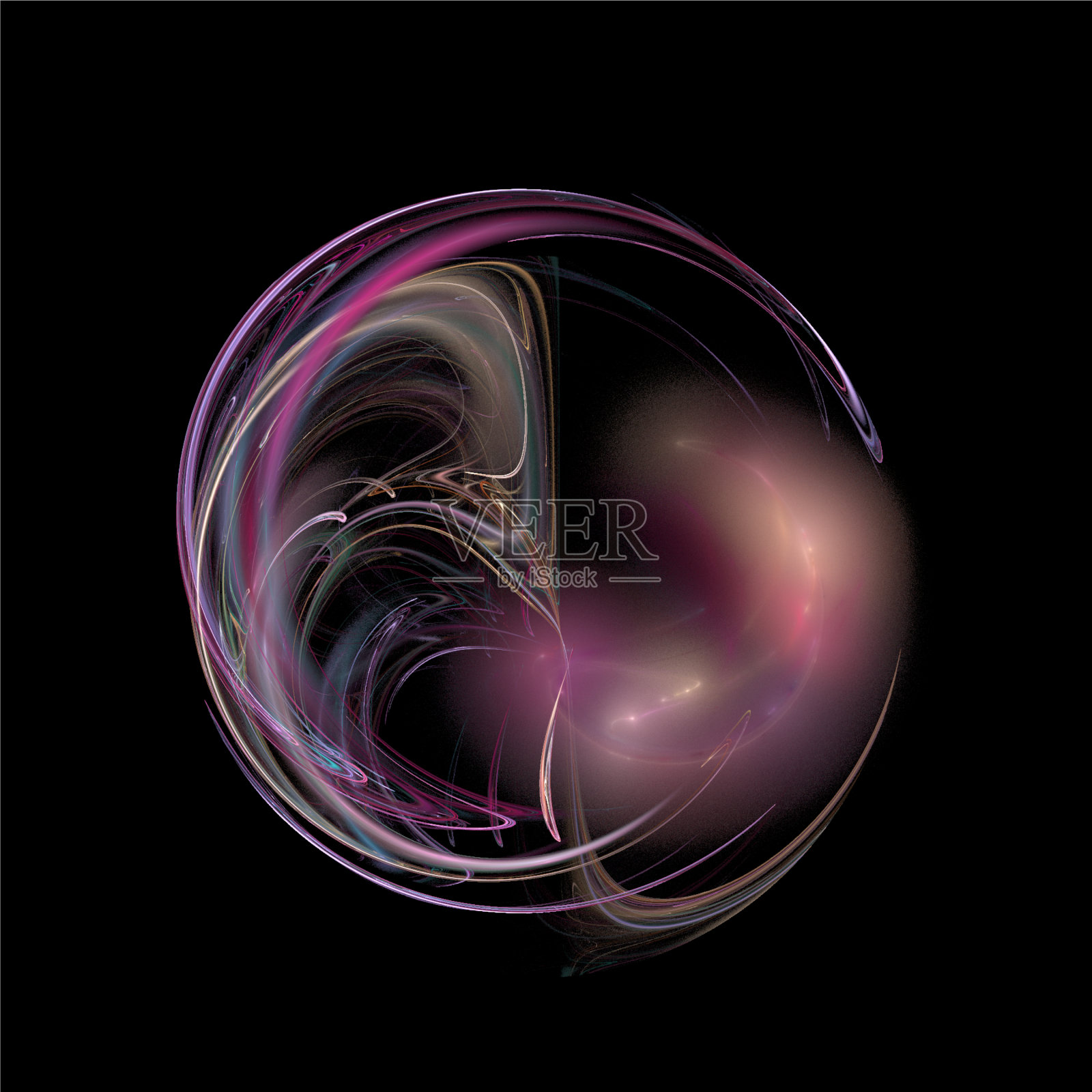 抽象线性紫色图形元素上的黑色插画图片素材