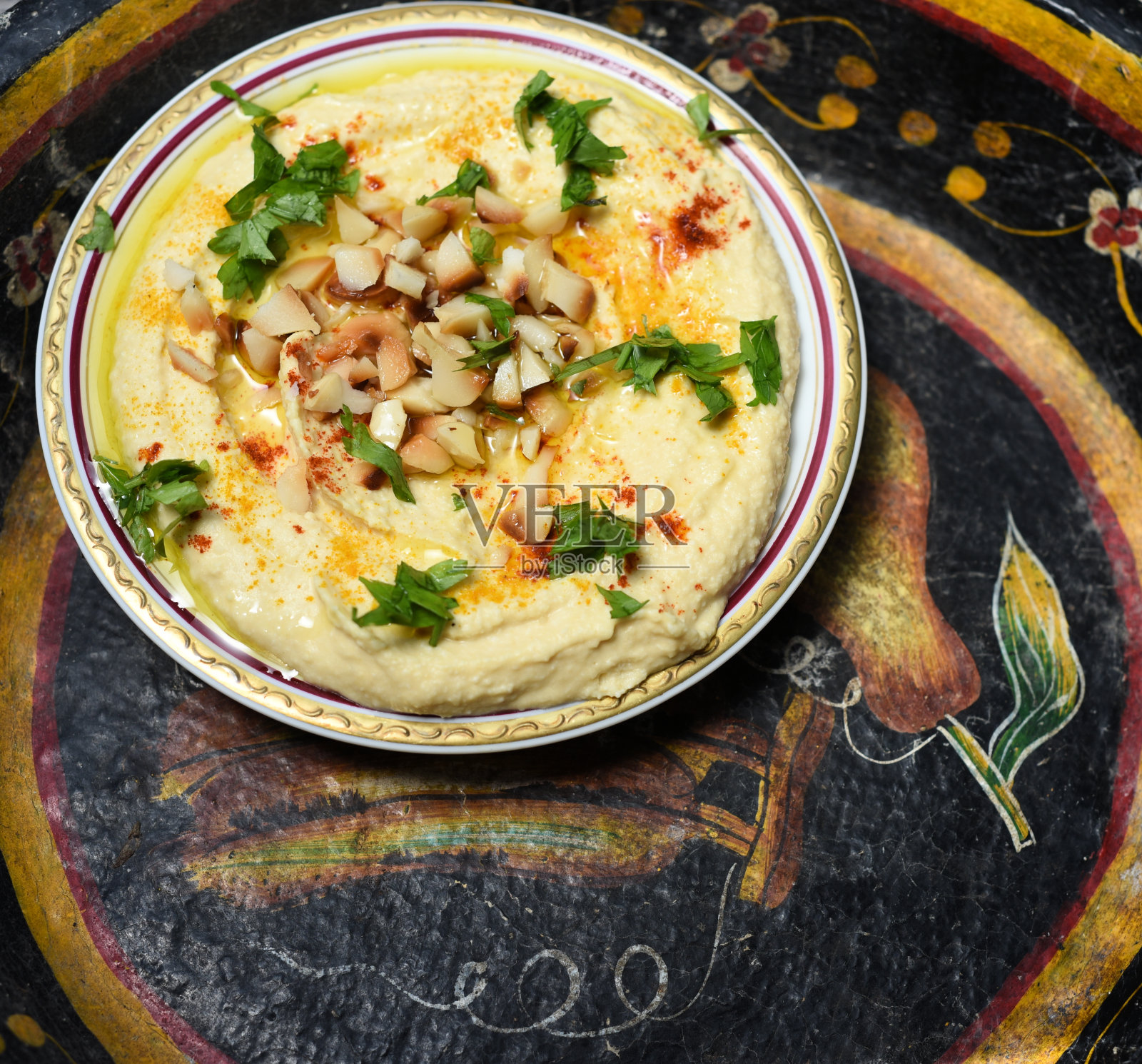 澳洲坚果鹰嘴豆泥照片摄影图片