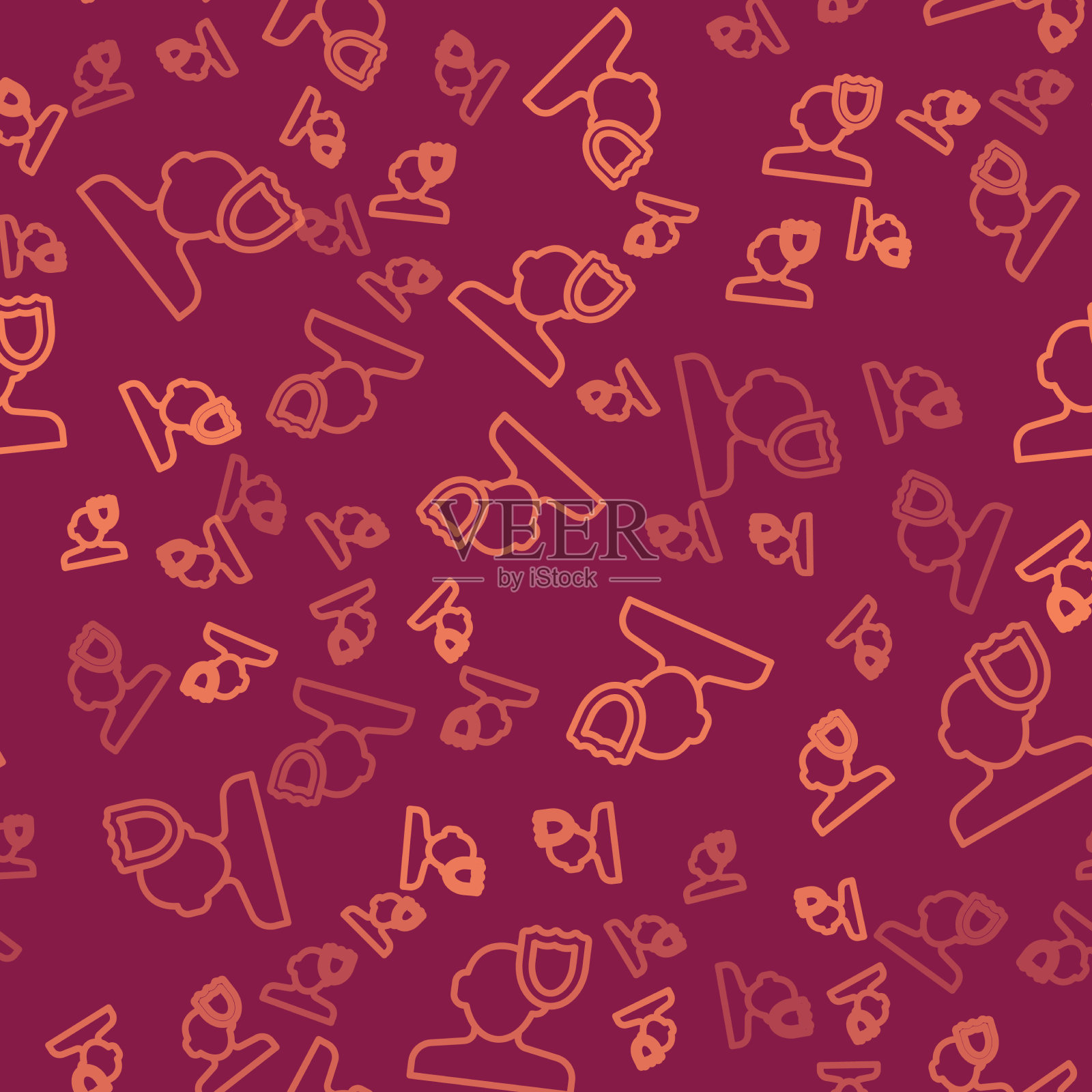 棕色线心理图标孤立无缝插画图片素材