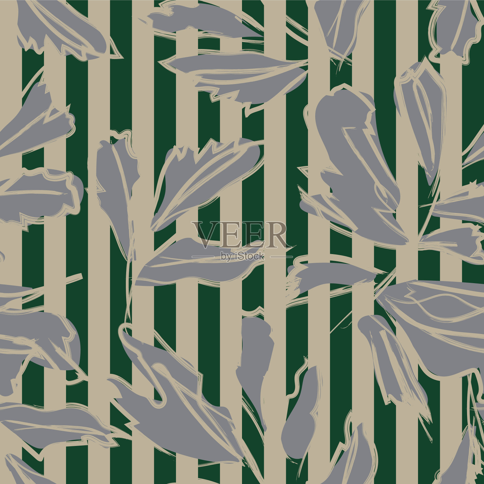 叶子条纹无缝图案设计插画图片素材