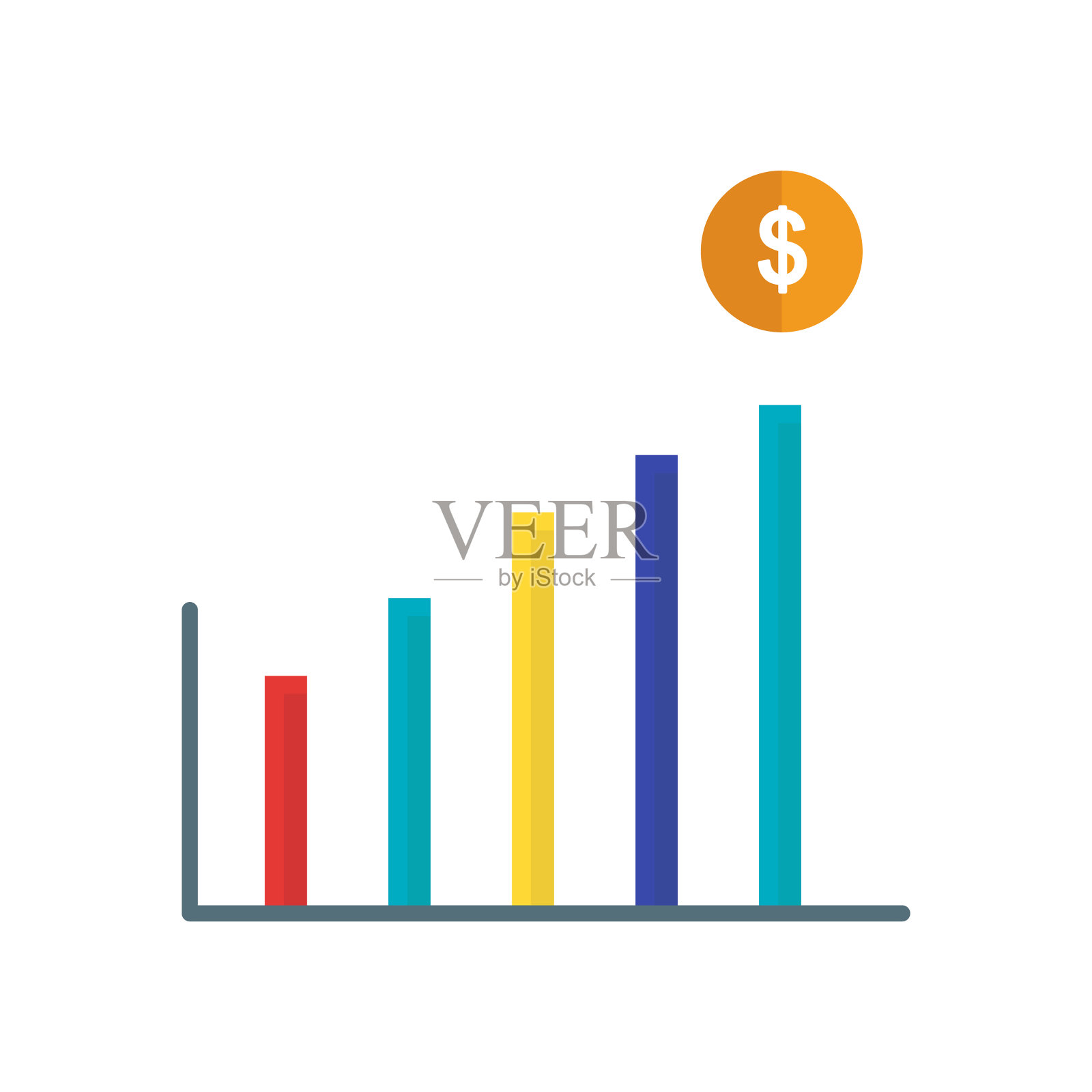 线图形图标与美元业务图标插画图片素材