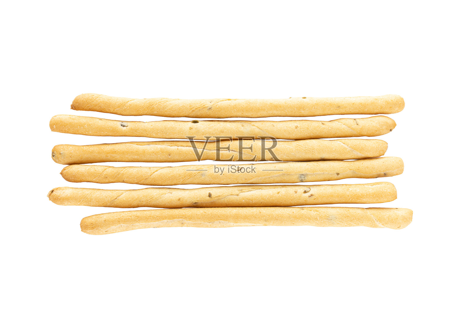 新鲜的意大利Grissini面包棒孤立在白色背景。干烤面包配橄榄片照片摄影图片