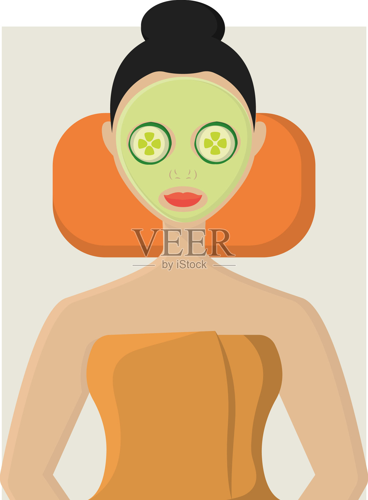 与世隔绝的女人geen面膜spa插画图片素材