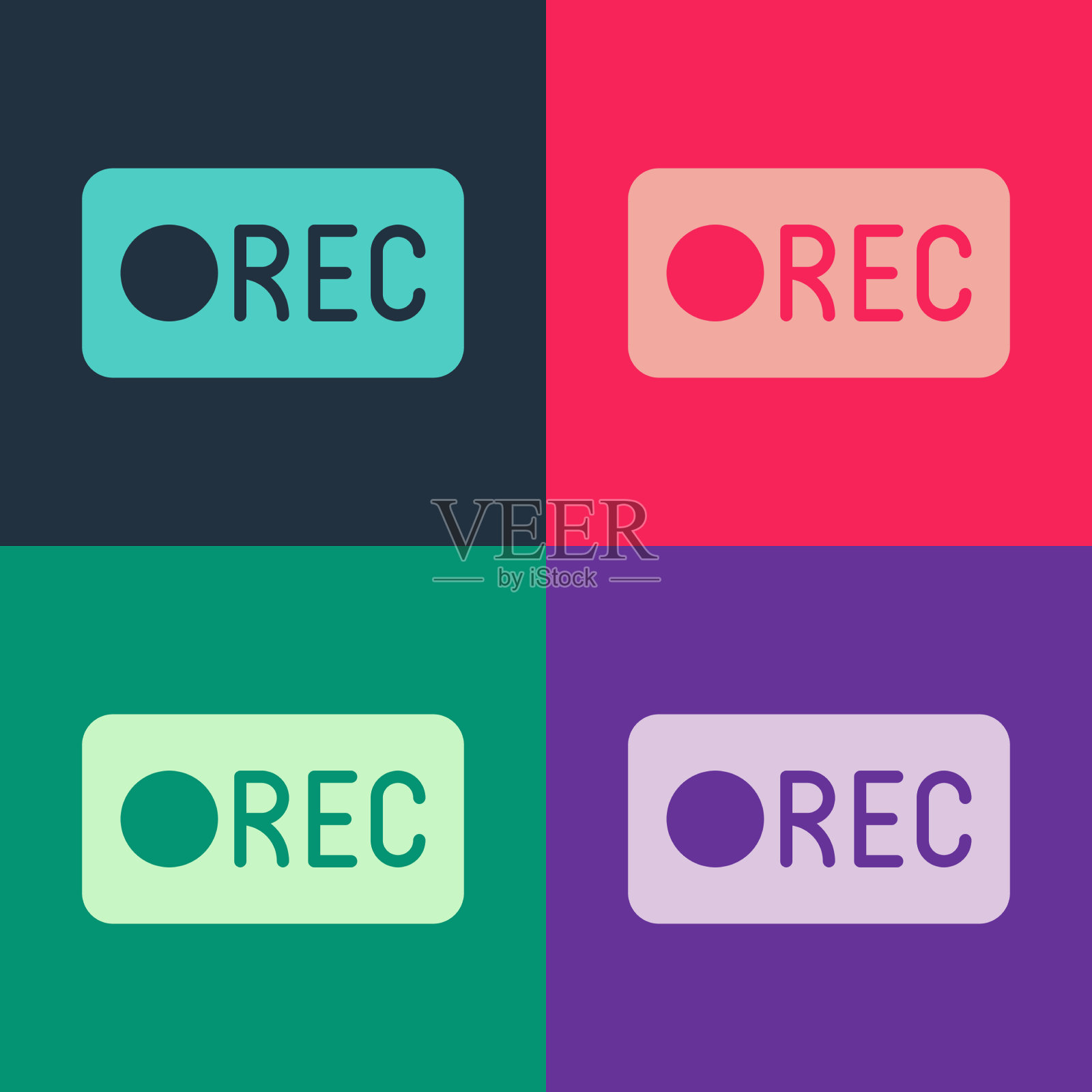 流行艺术记录按钮图标孤立的颜色插画图片素材