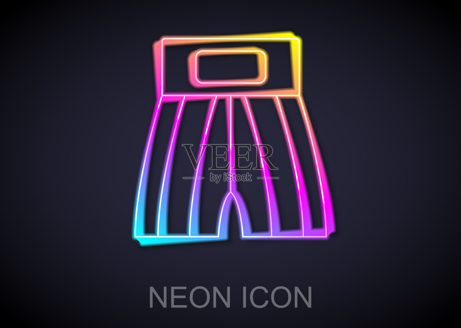 发光的霓虹灯线框短图标孤立上插画图片素材