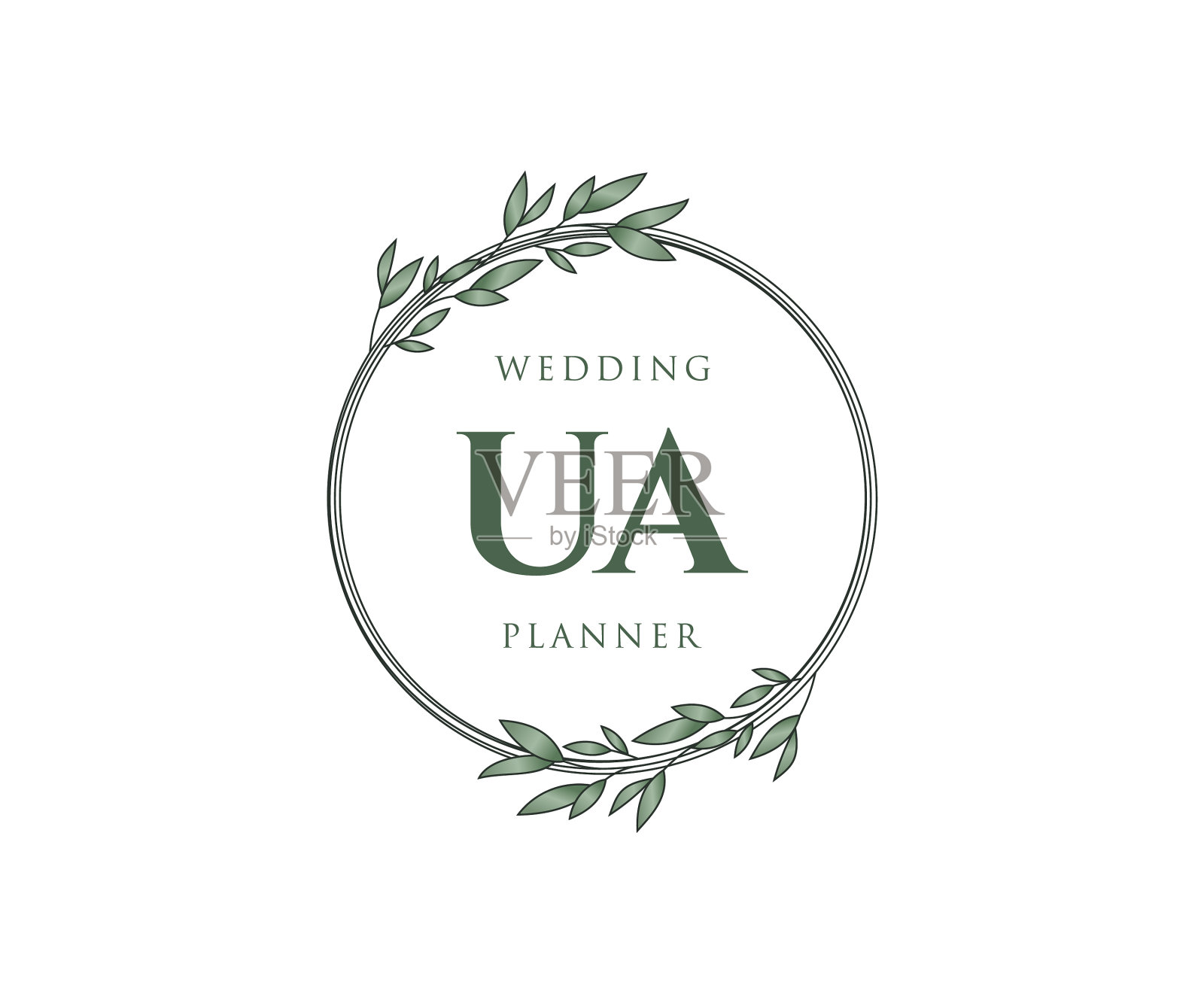 Ua的首字母字母，婚礼的字母组合标志插画图片素材