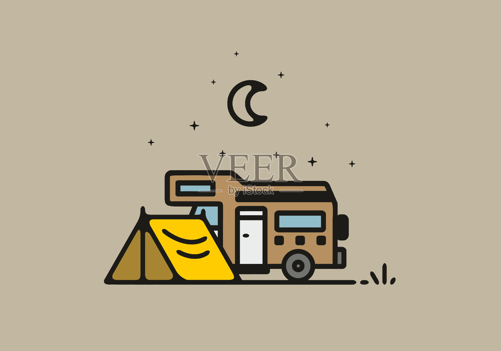 简单的露营车露营插画图片素材