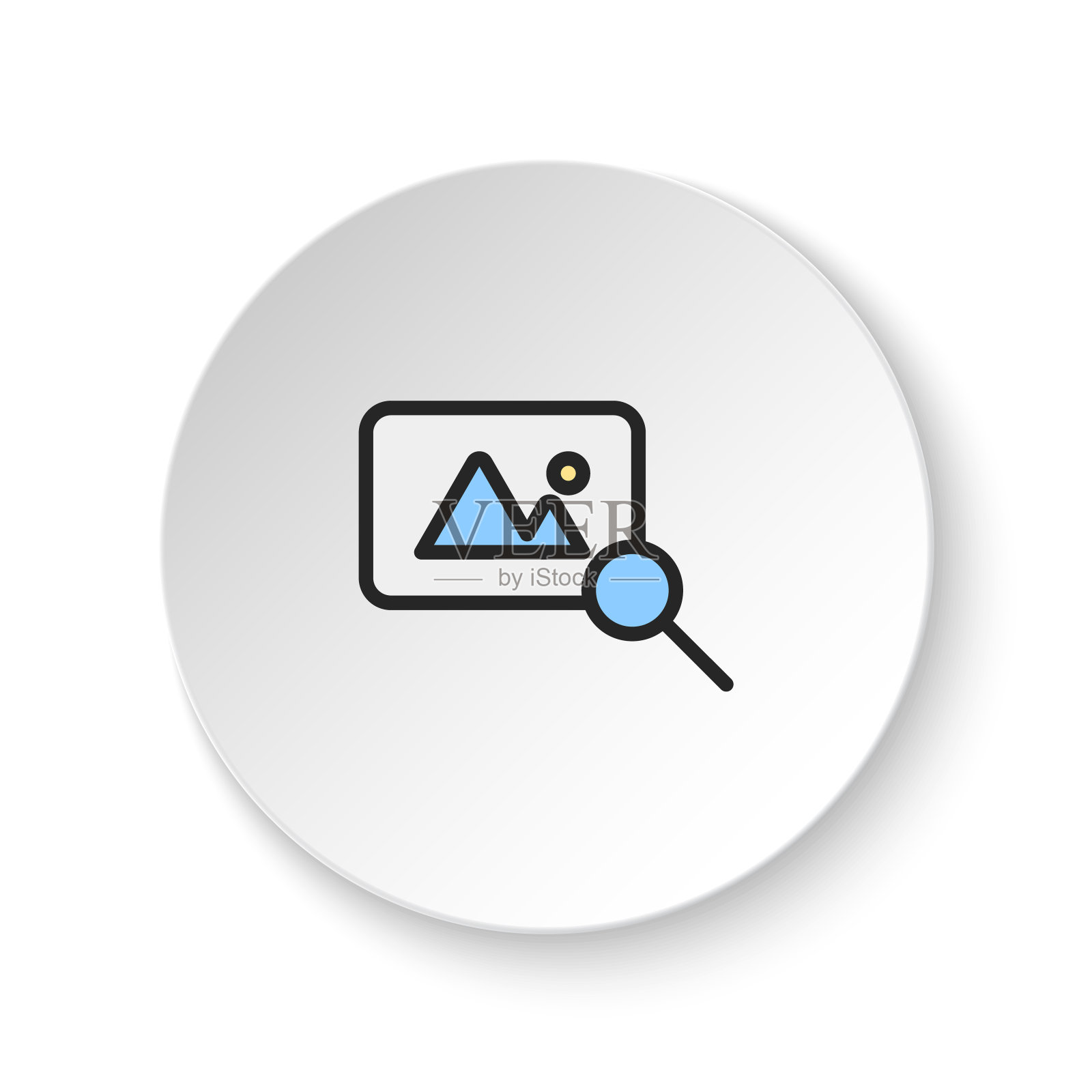 圆形按钮为网络图标，发现，照片。按钮横幅圆形，徽章界面应用说明图标素材