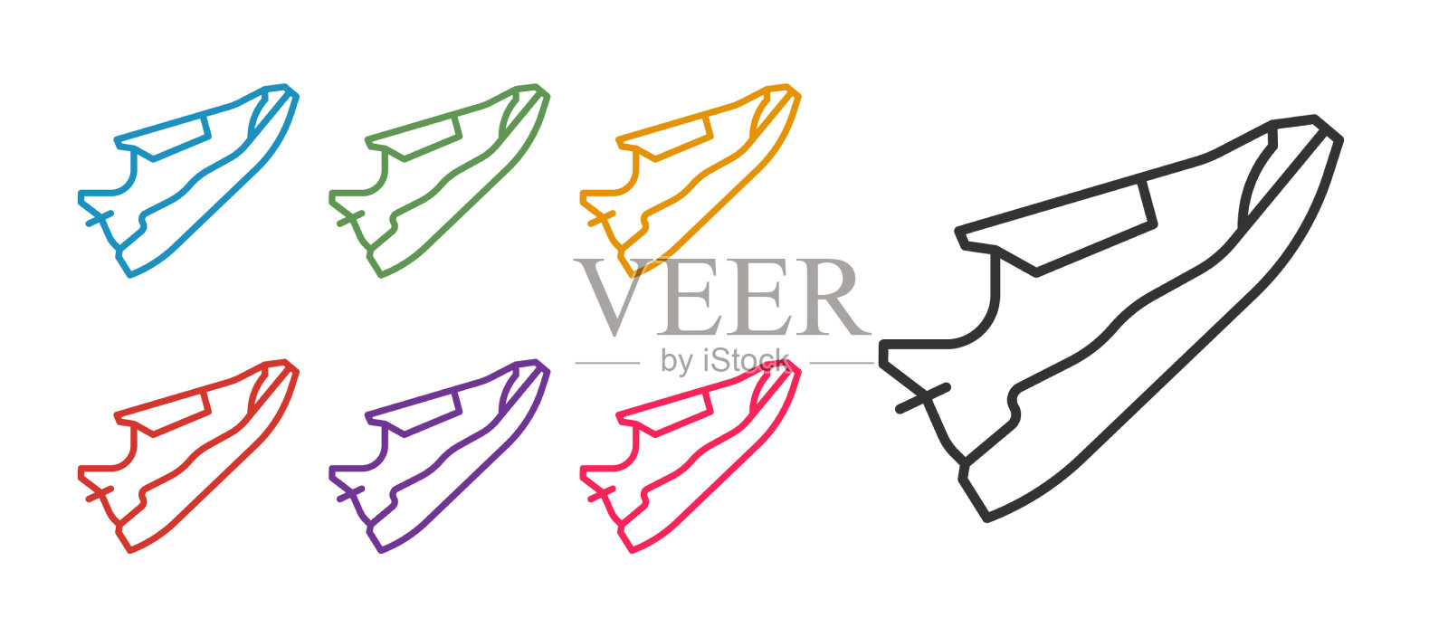 设置线健身运动鞋的鞋子训练图标素材