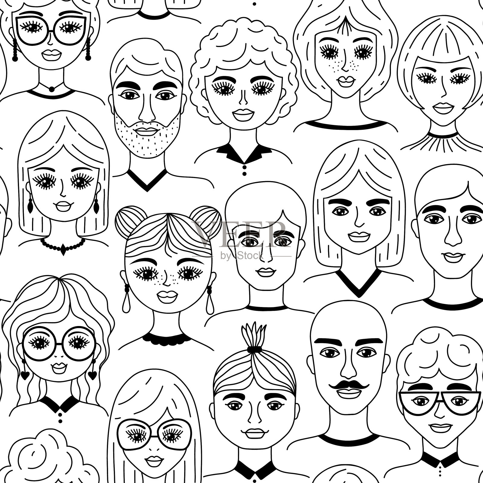 模式与脸插画图片素材