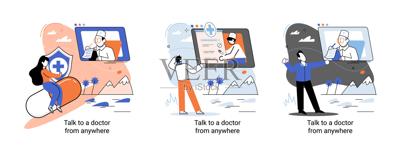 在线医疗服务好比咨询插画图片素材