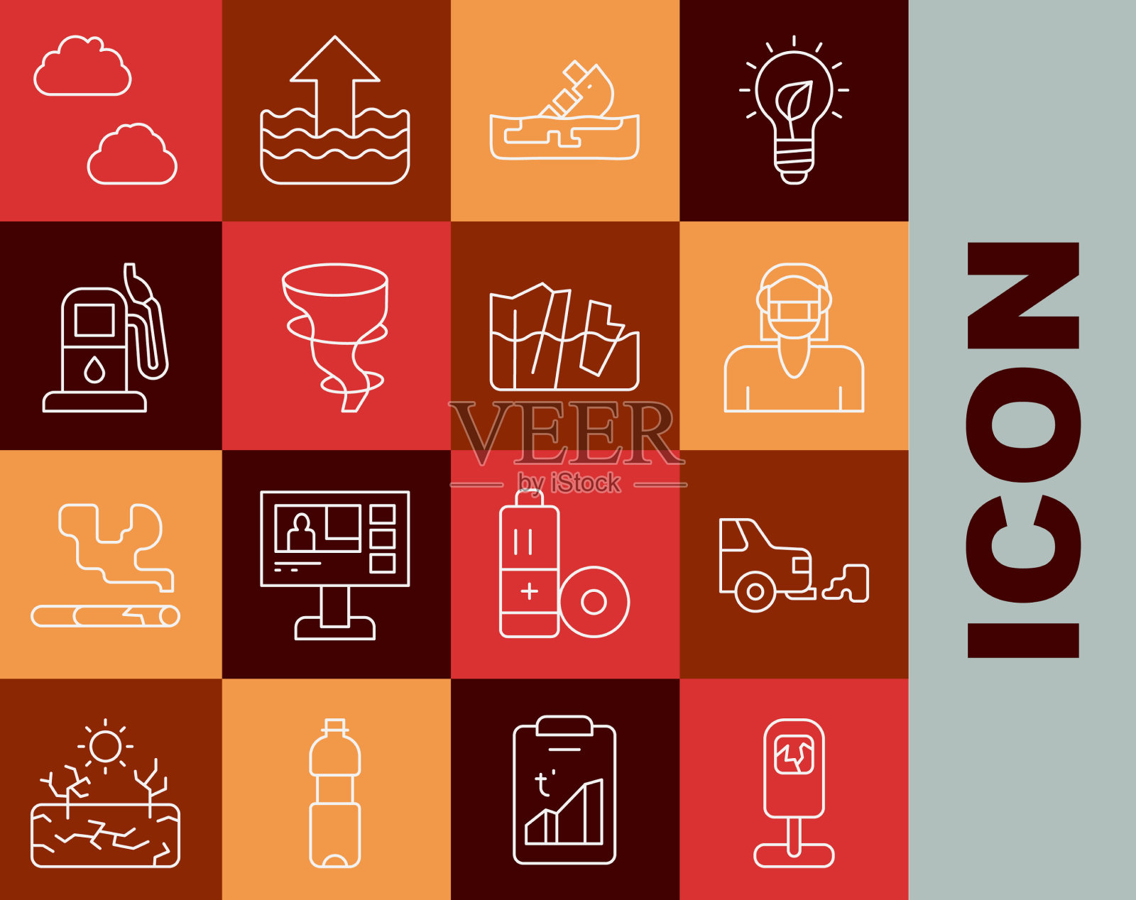 设置线垃圾桶车排气面图标素材