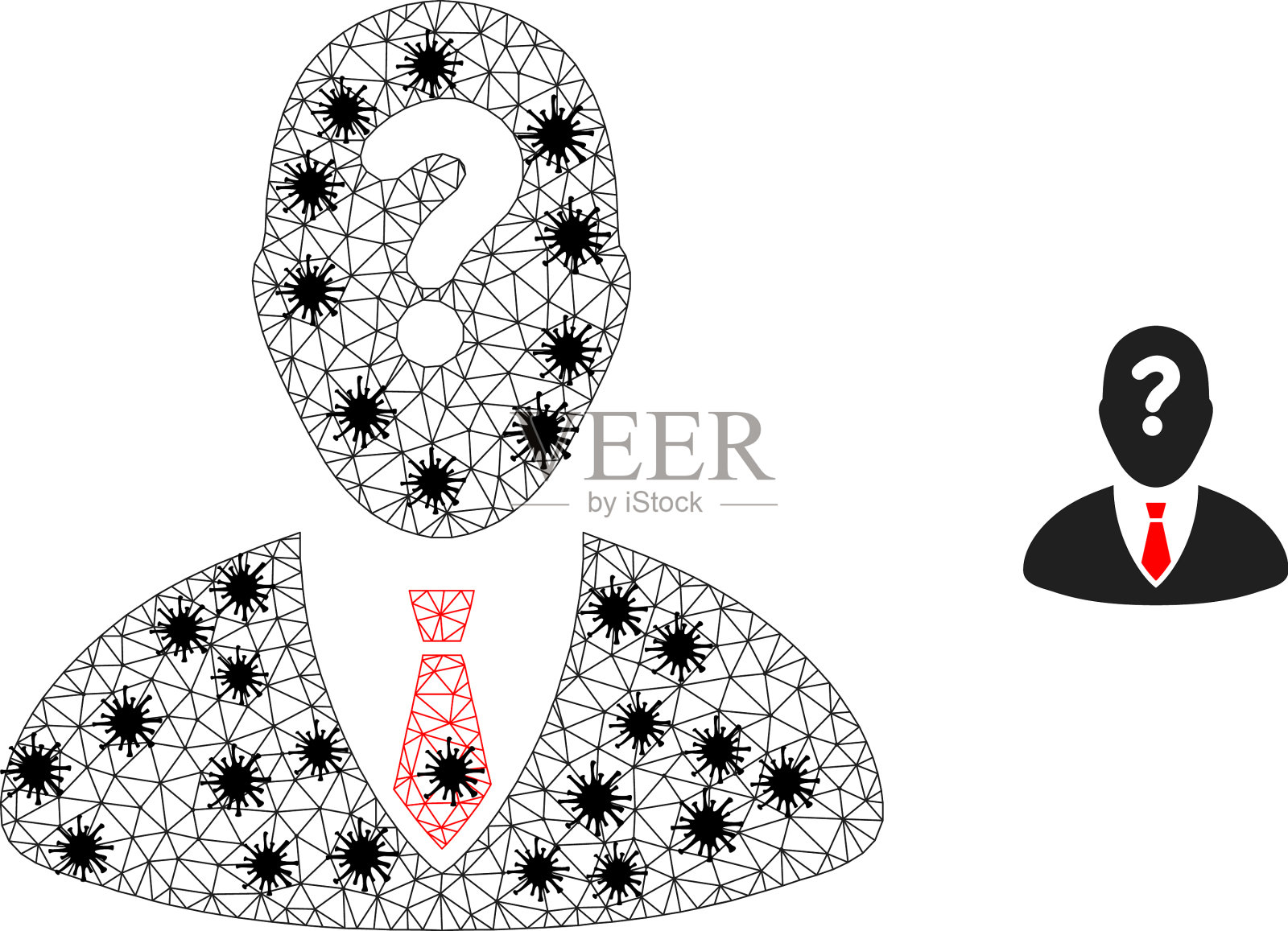 胴体网未知boss图标与冠状病毒插画图片素材