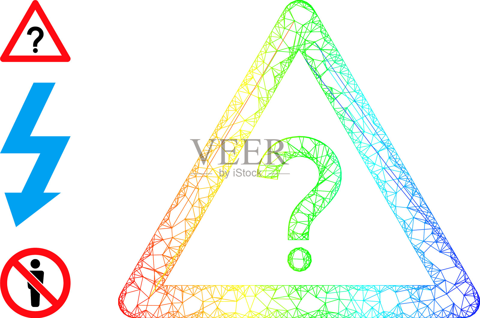 彩虹渐变不规则网格问题警告插画图片素材