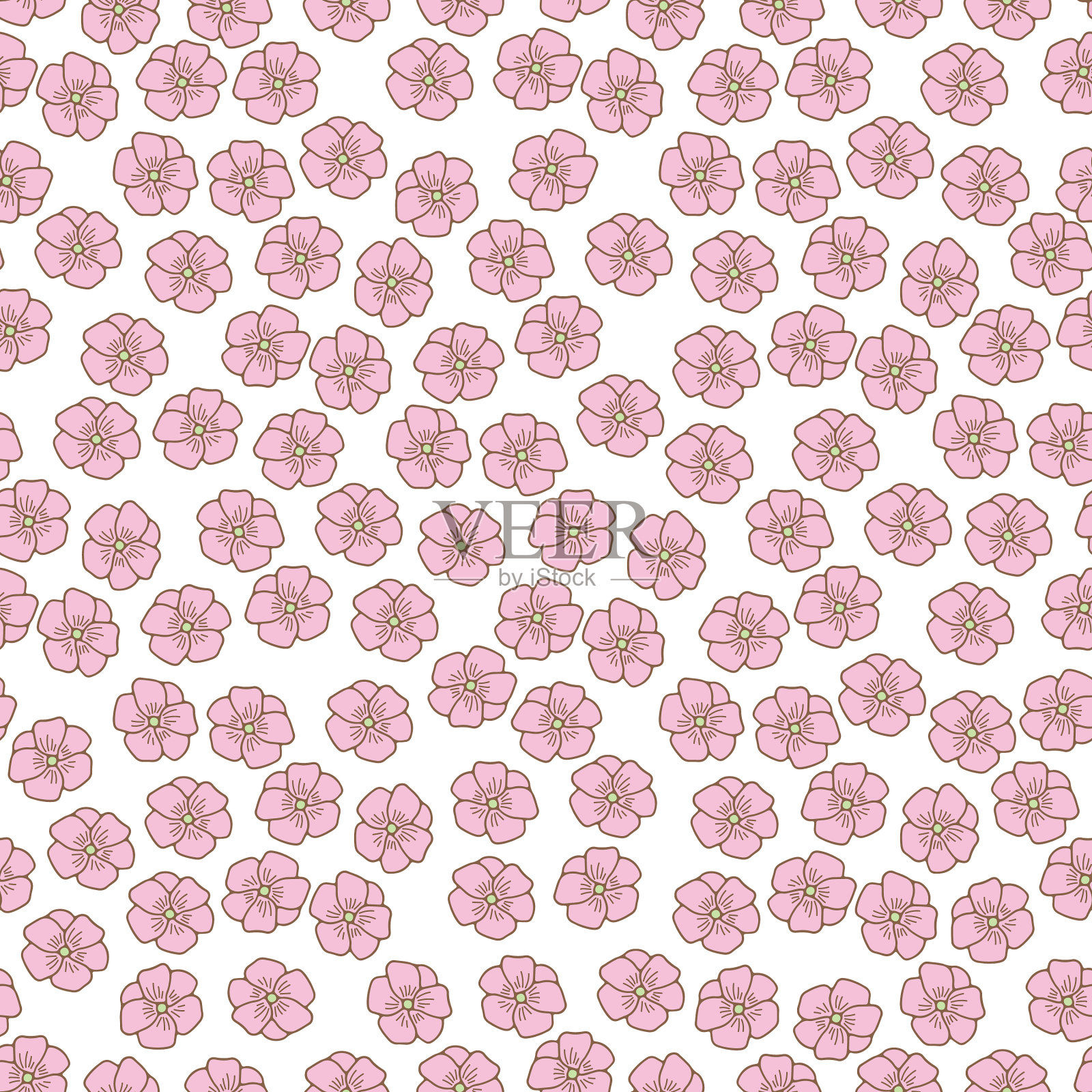 花卉无缝图案在复古风格手绘插画图片素材