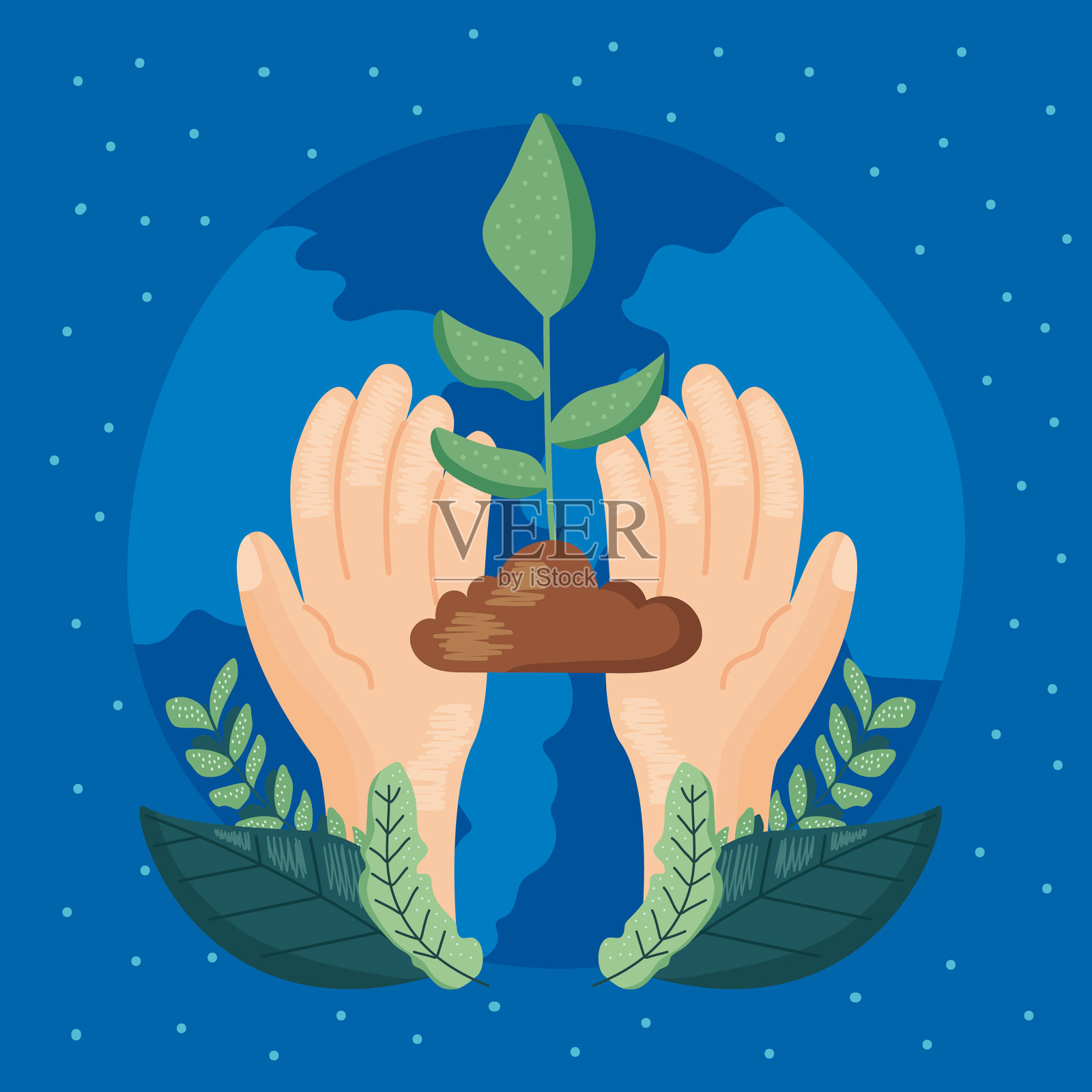 生态抬手植物插画图片素材