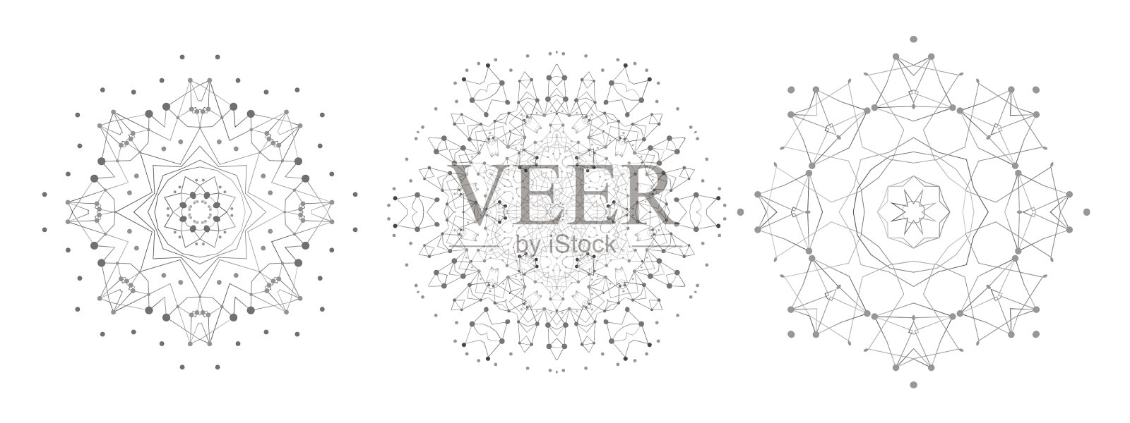 对称晶格形状分子的集合插画图片素材