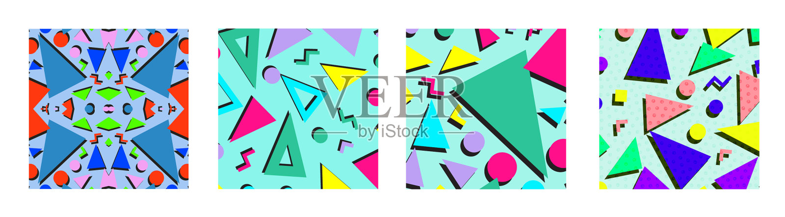 套装复古复古80年代或90年代的时尚风格插画图片素材