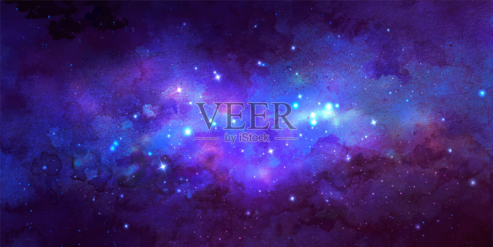 向量宇宙插图。美丽多彩的空间背景。水彩宇宙插画图片素材