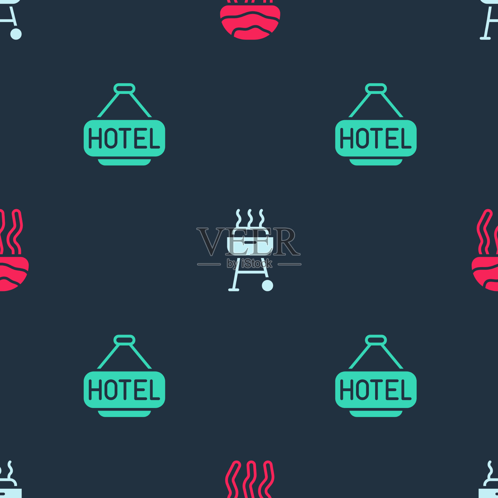 设有海蜇烧烤架和招牌图标素材