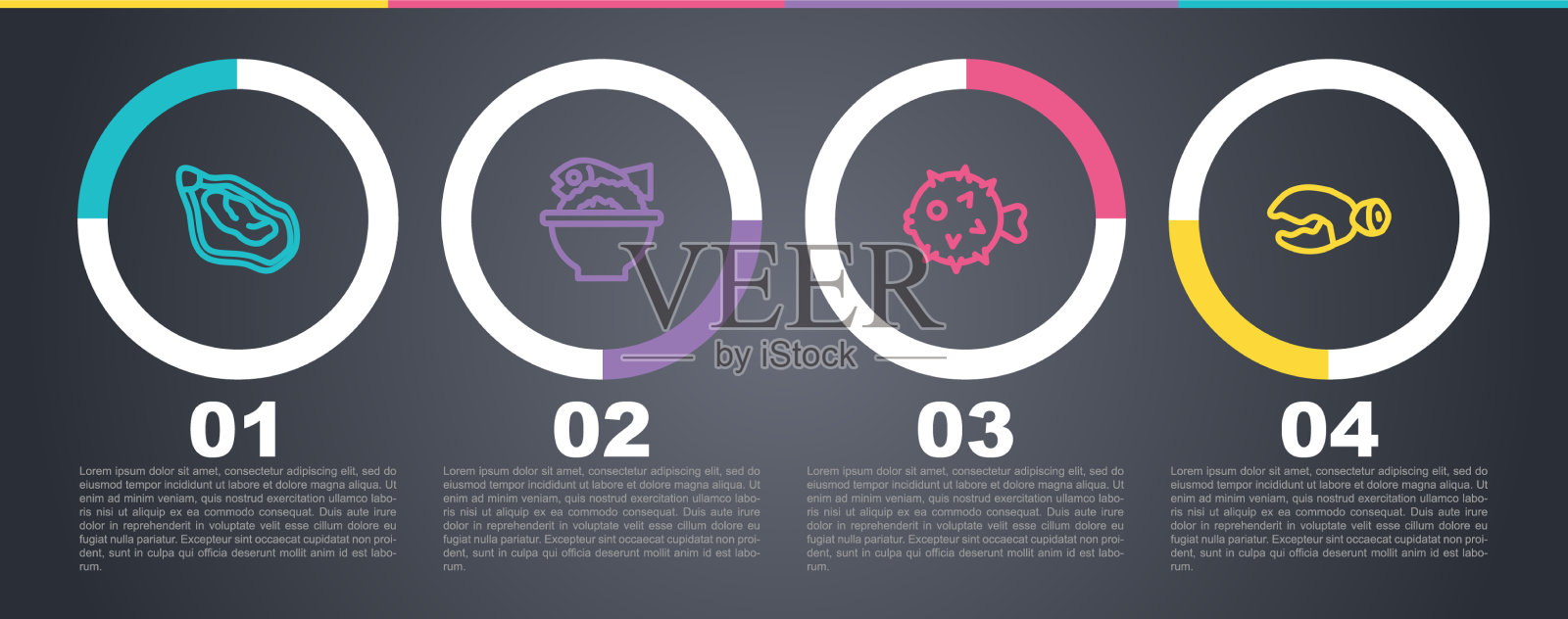 定线贻贝盛在碗鱼上插画图片素材