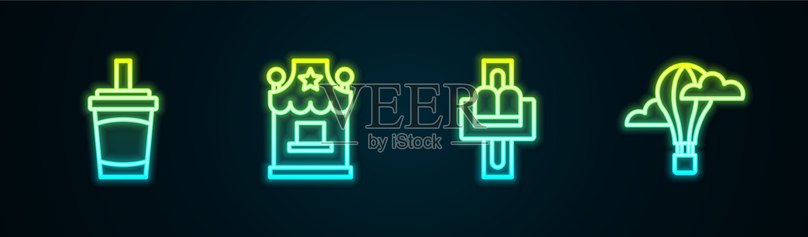 设线纸玻璃水票售票处插画图片素材