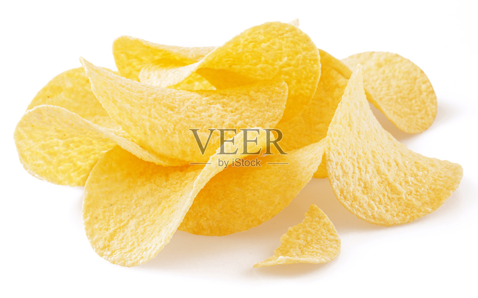美味的薯片孤立在白色背景。照片摄影图片