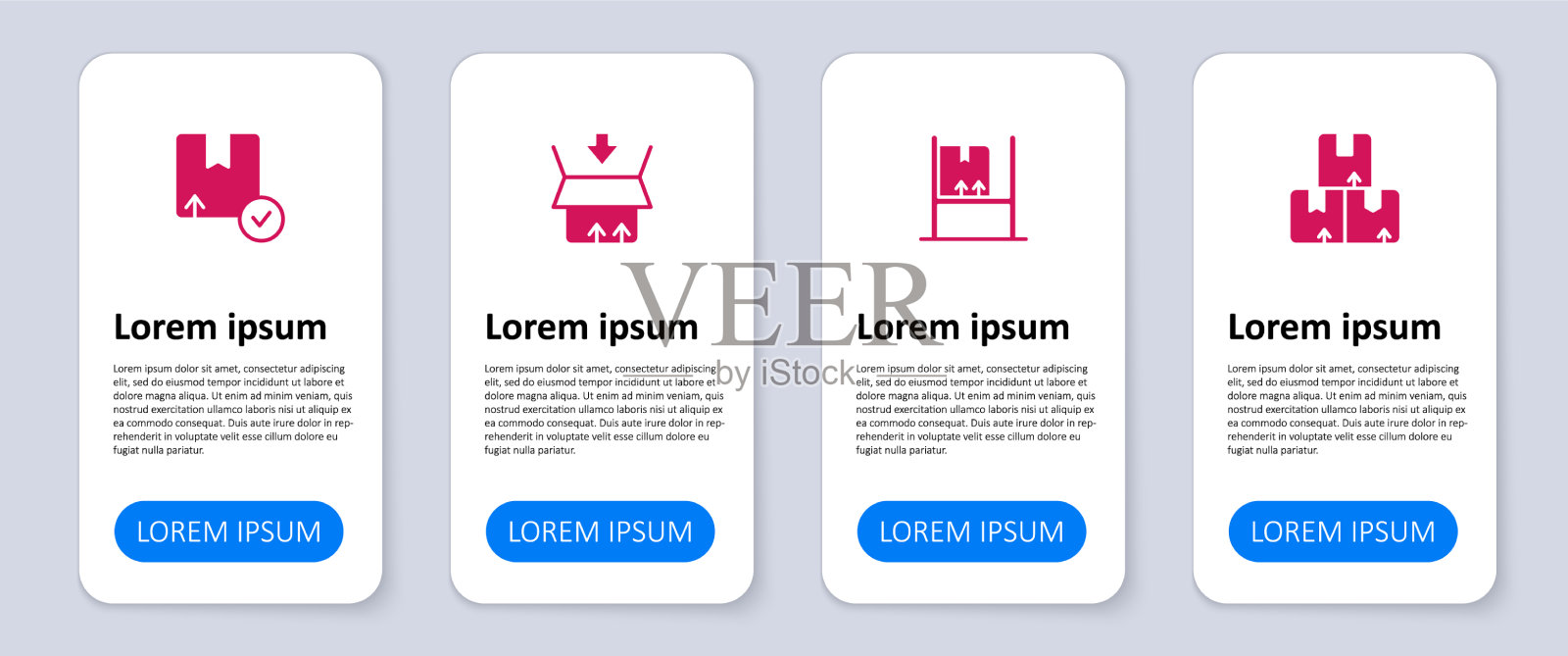 设置纸箱纸板箱仓库内部用插画图片素材