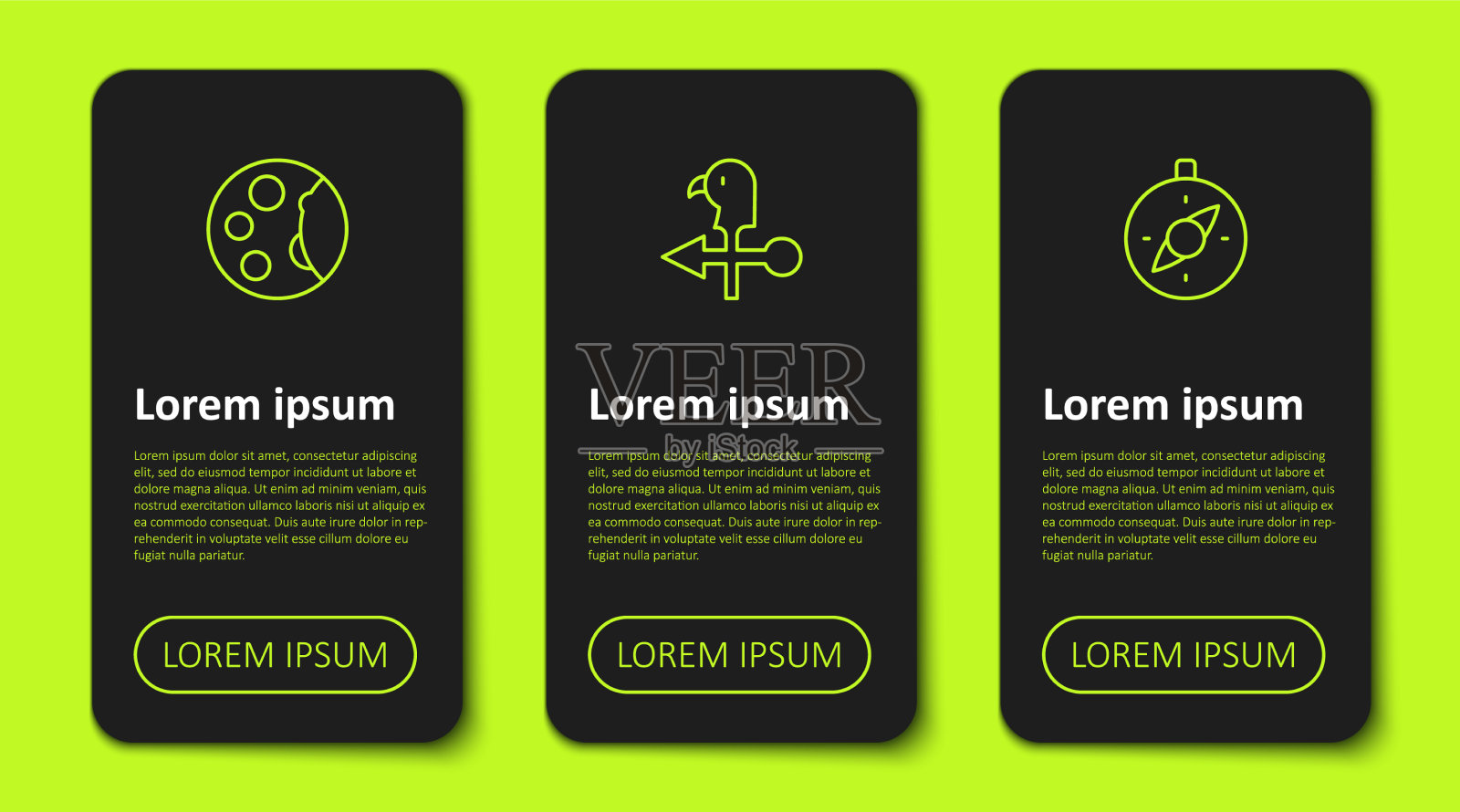 设置线月相公鸡风向标和图标素材