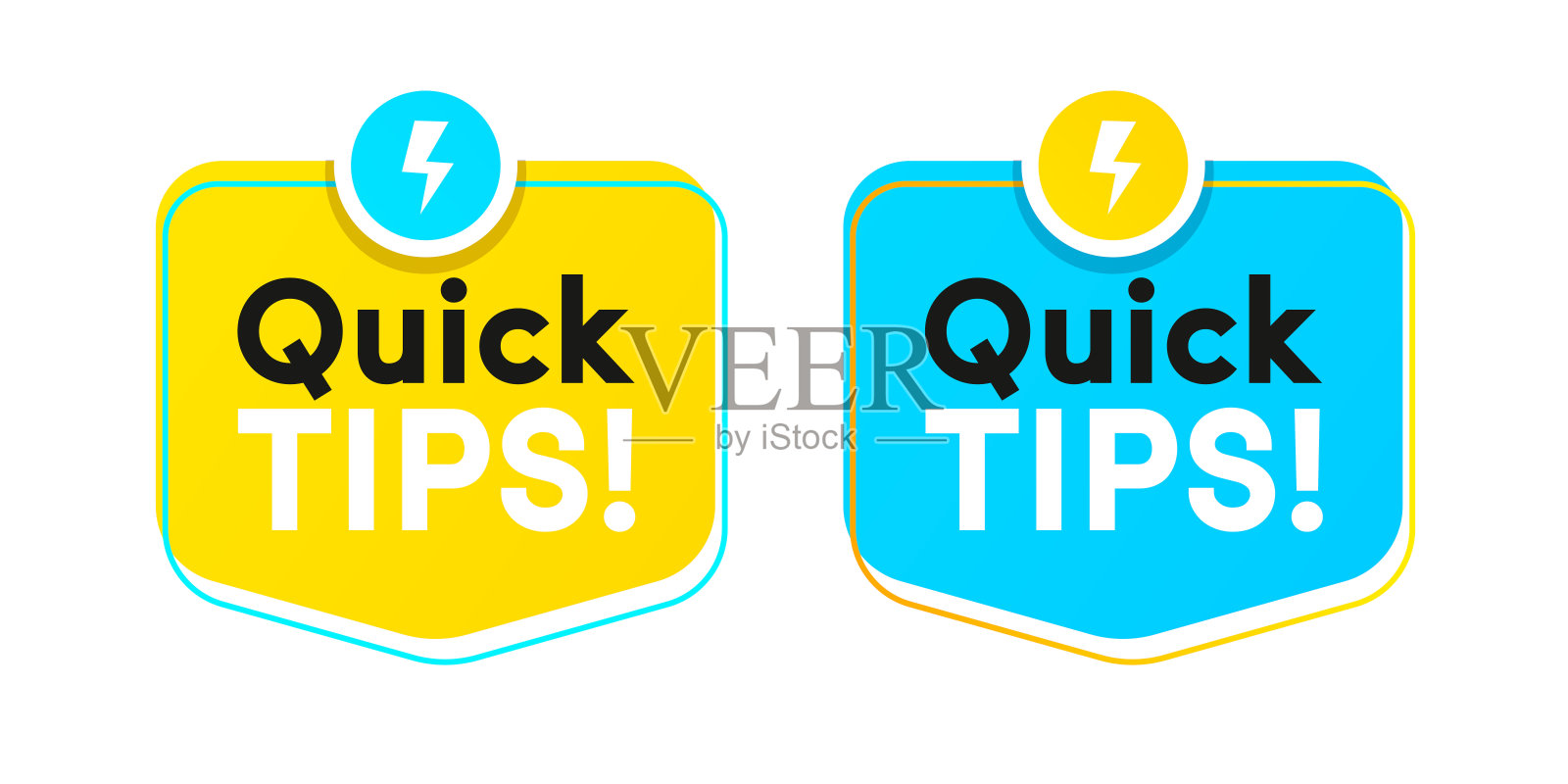 快速提示矢量贴纸设置现代风格插画图片素材