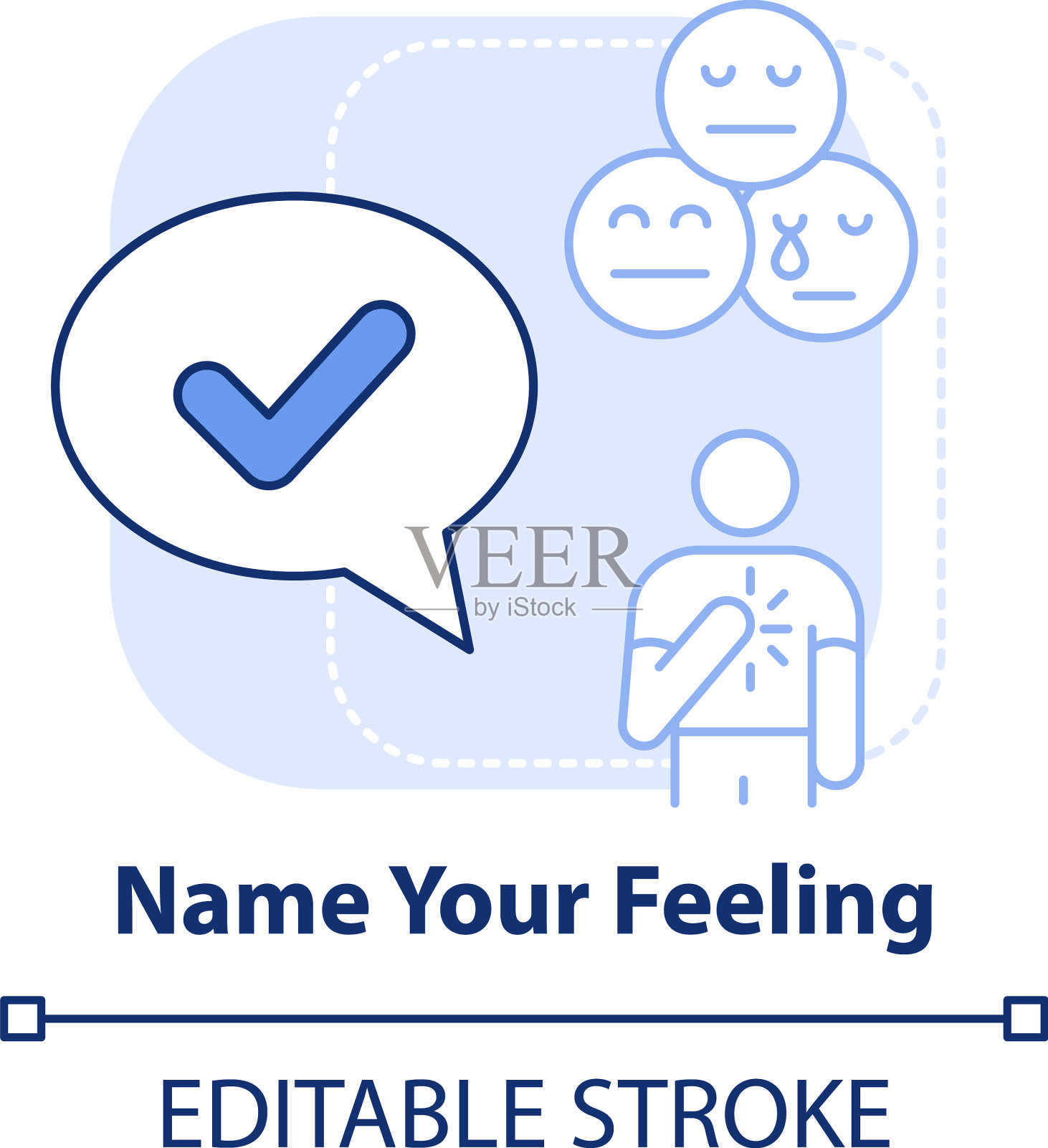 命名你的感觉淡蓝色的概念图标插画图片素材