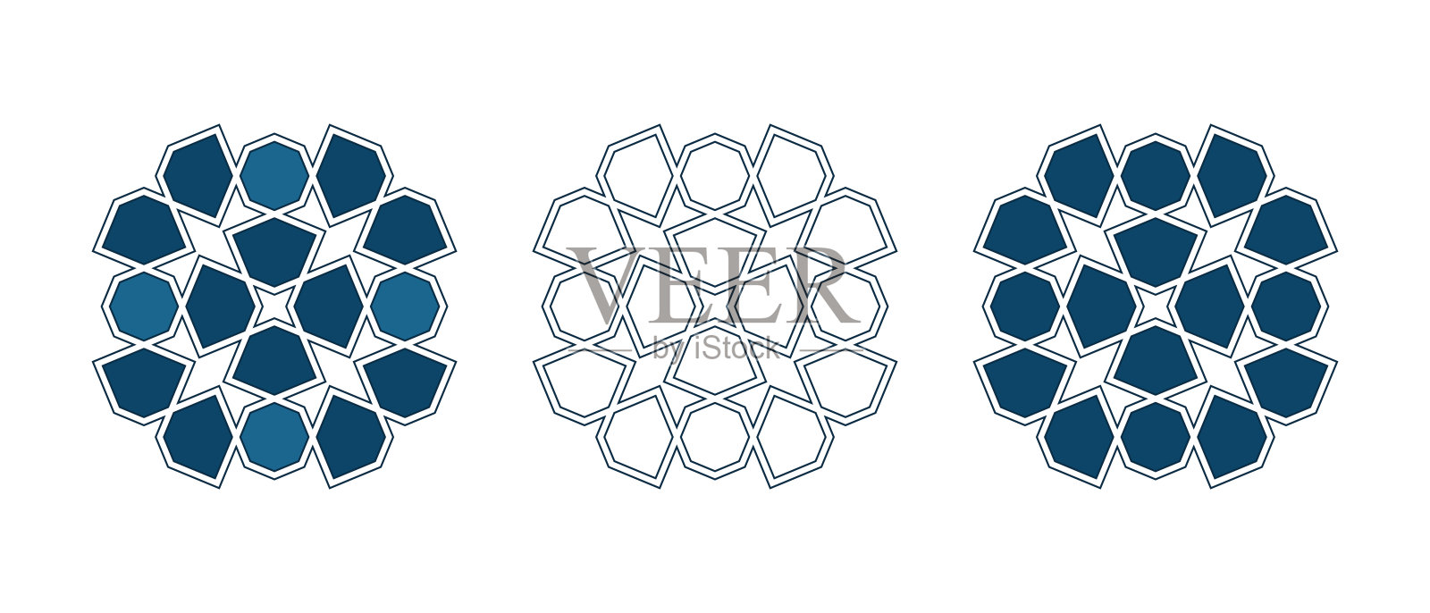 波斯几何镶嵌玫瑰斋月卡插画图片素材