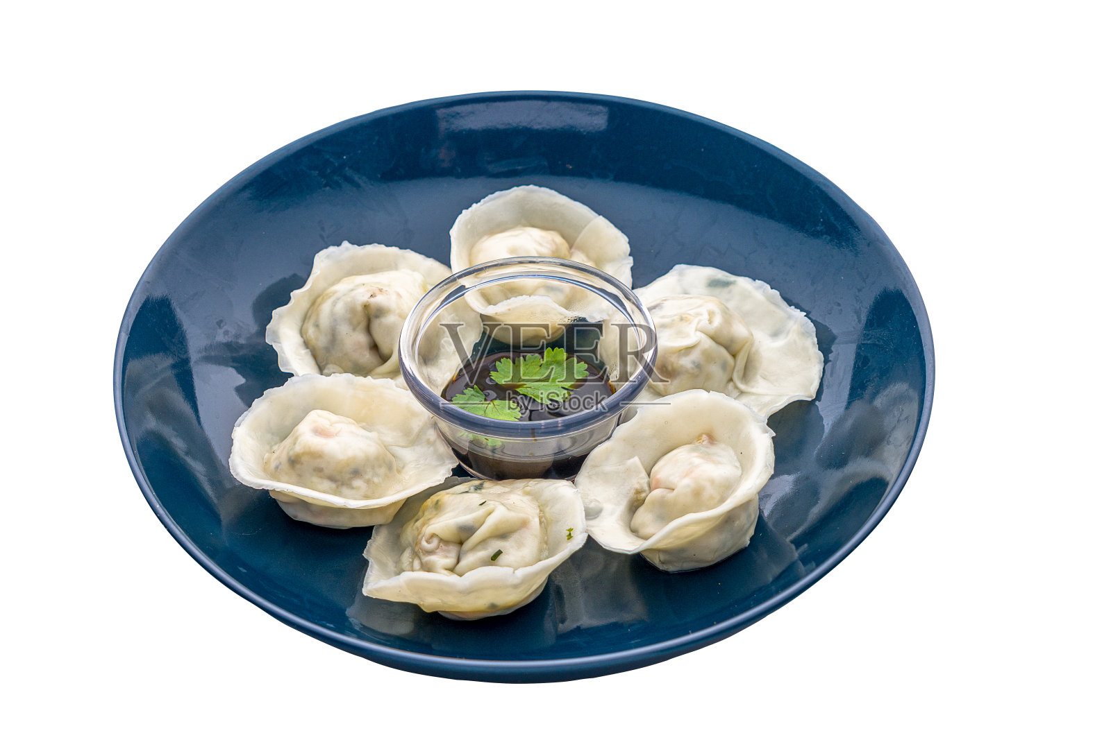 手工蒸饺（白色背景，侧视图）照片摄影图片