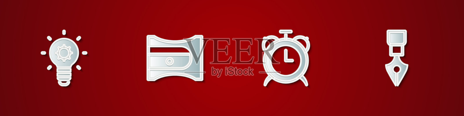 设置灯泡，卷笔刀，闹钟和图标素材