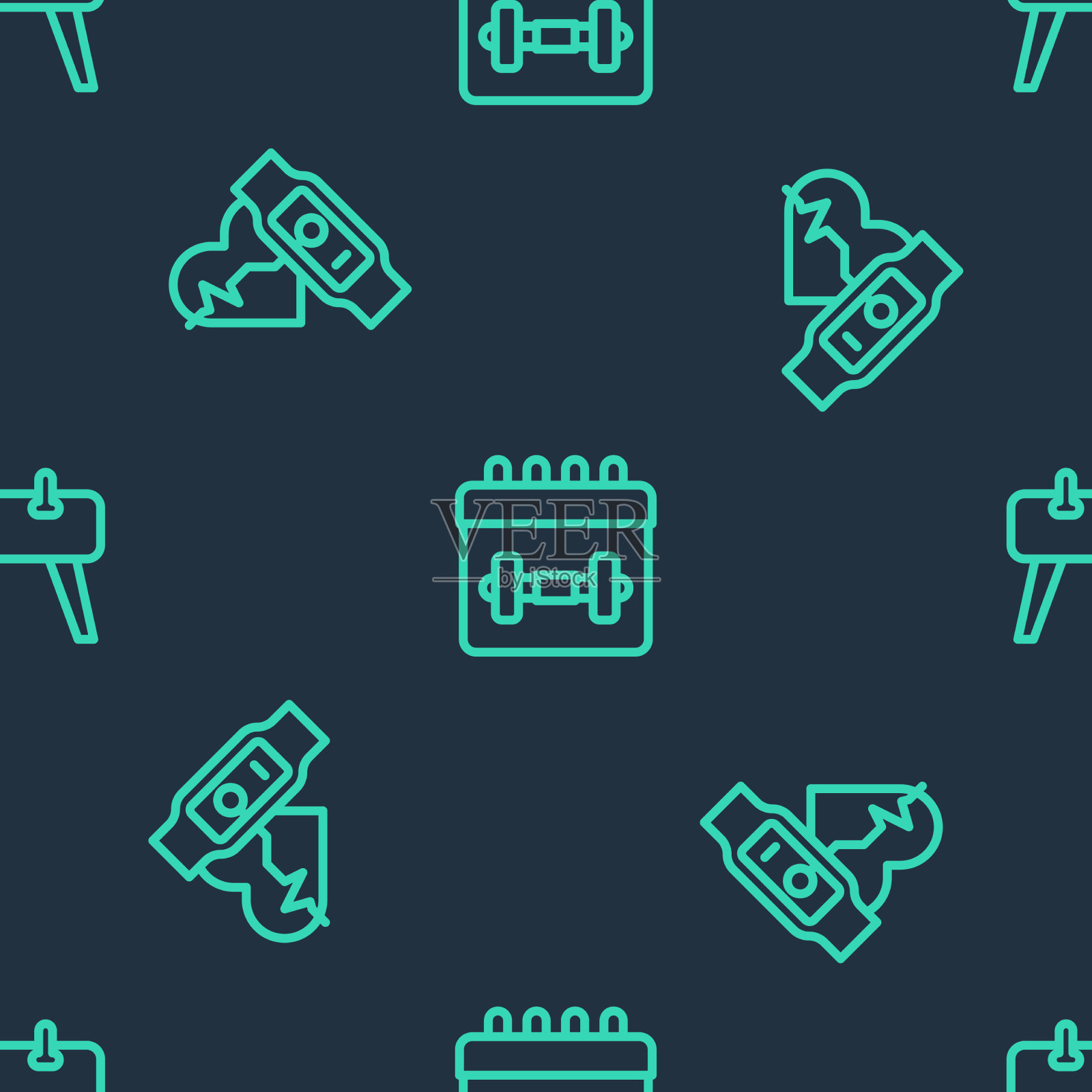 用心设置线条日历健身智能手表图标素材