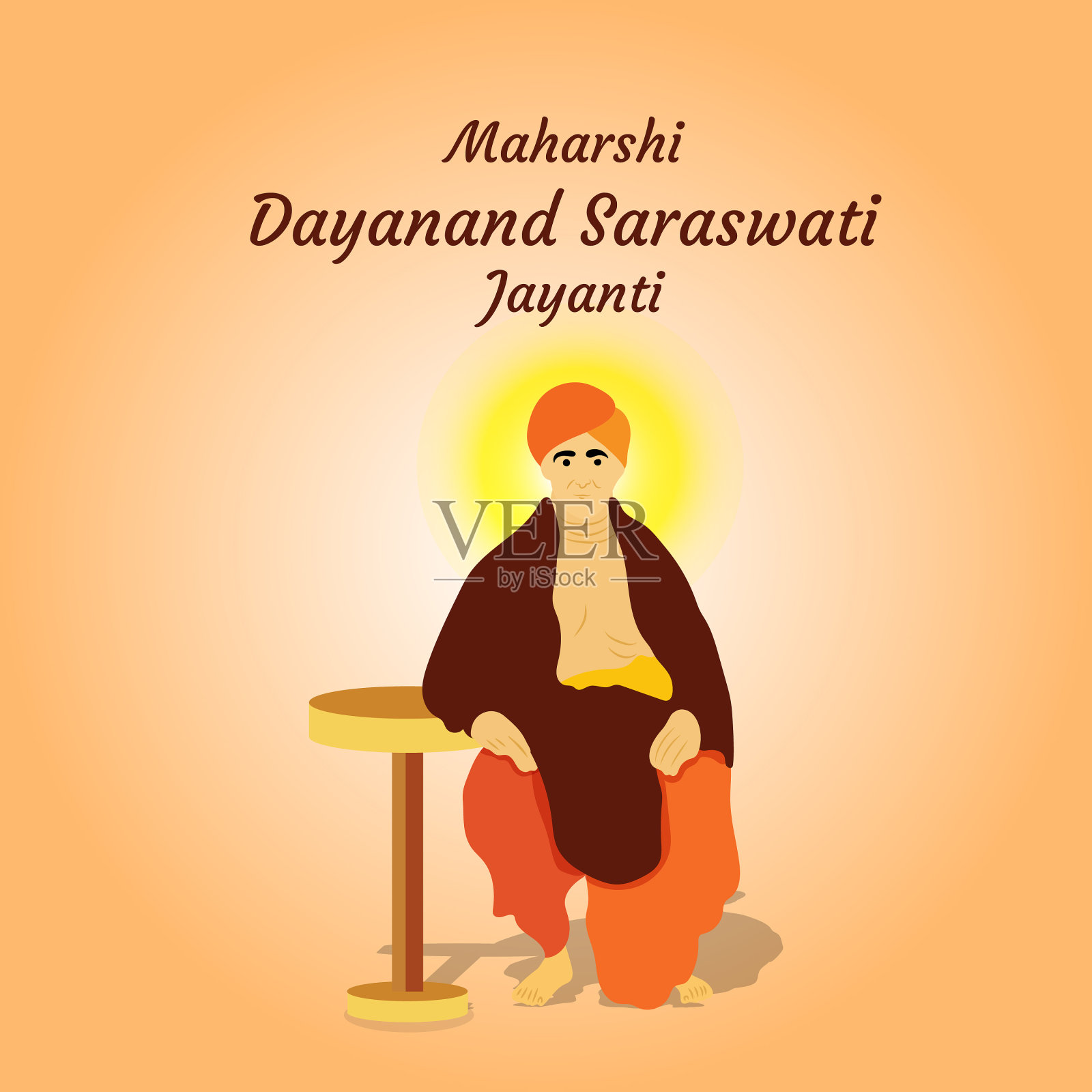 maharshi dayanand saraswati jayanti greeting card报道插画图片素材
