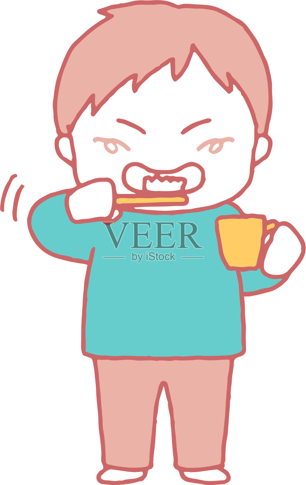 一个男孩刷牙的剪贴画设计元素图片