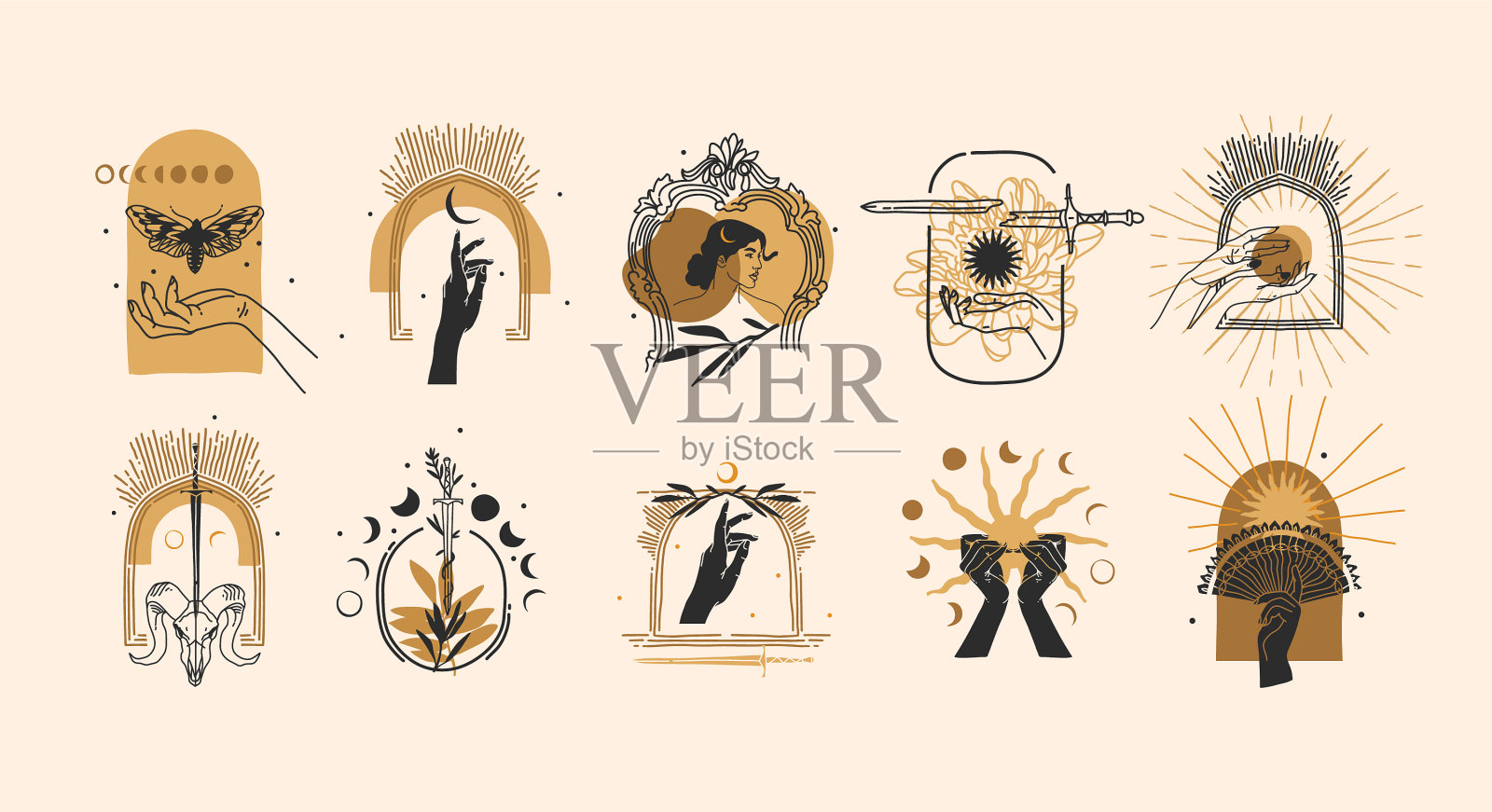 手绘抽象图形插画图片素材