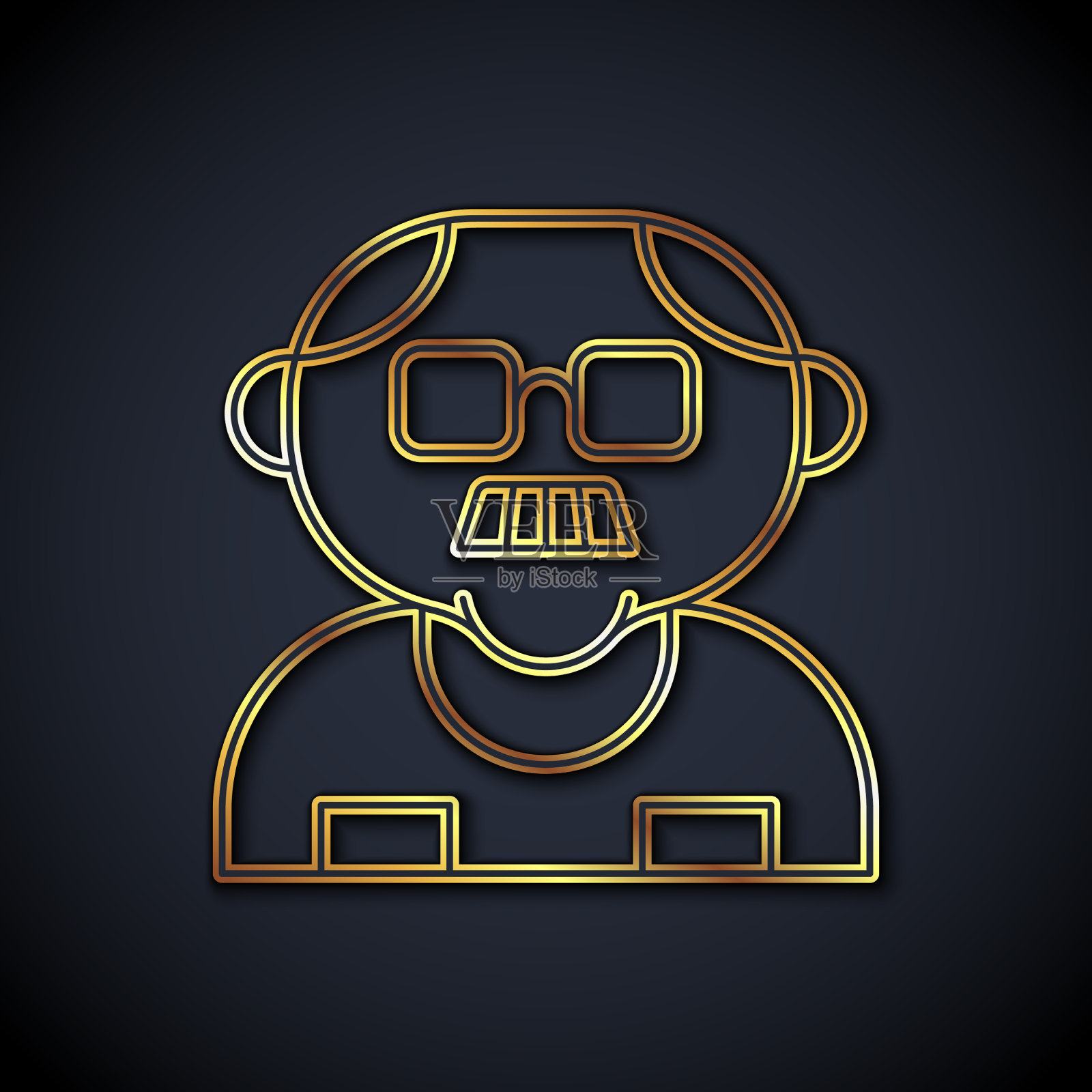 金线祖父图标孤立在黑色插画图片素材