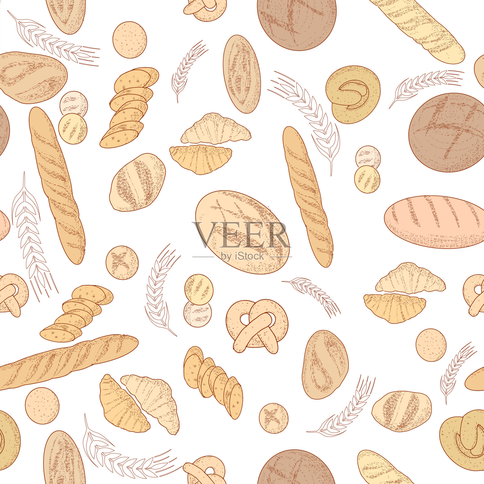 一套蹩脚的面包插图。插画图片素材