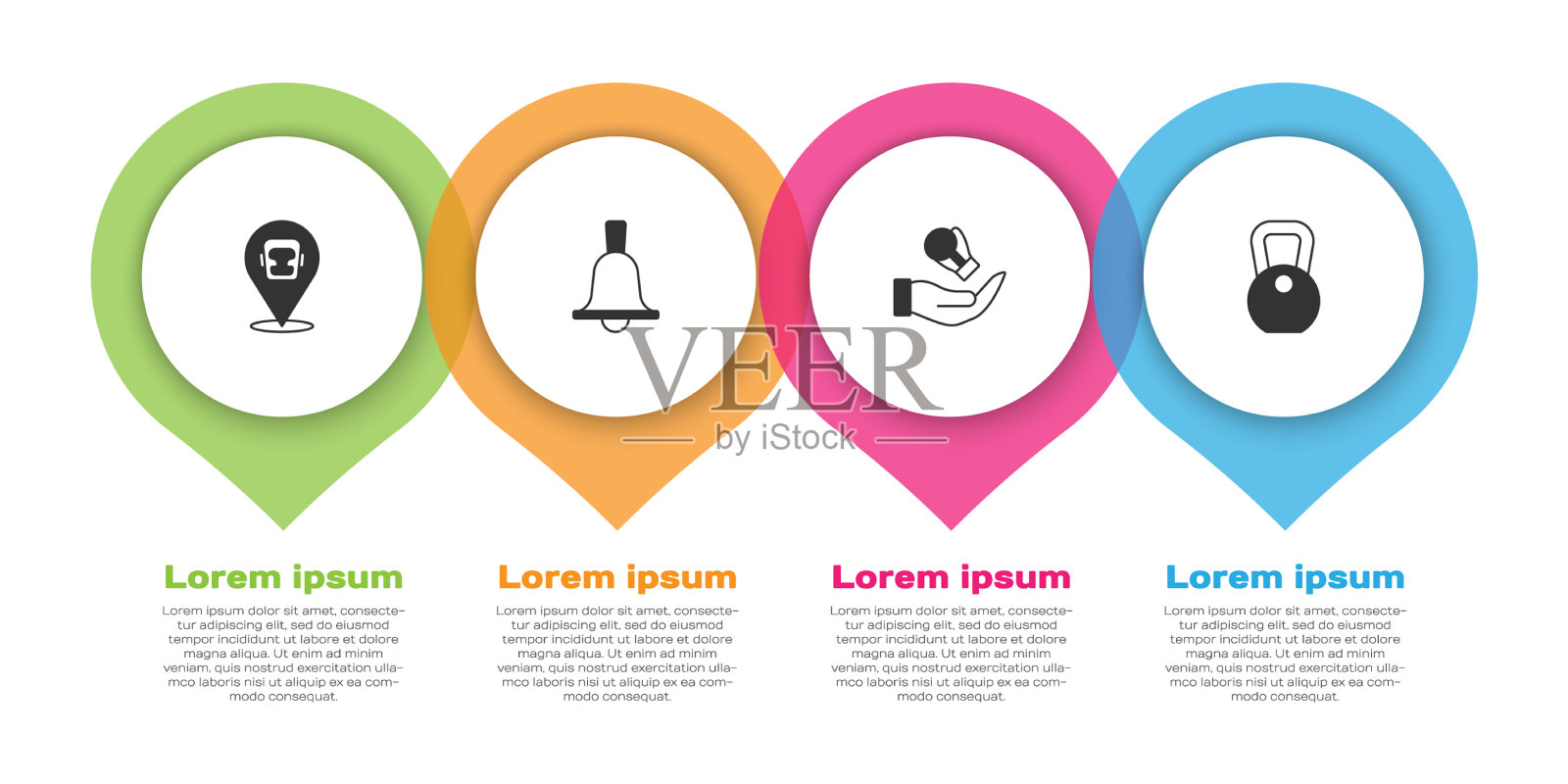 设置拳击头盔和铃手套的重量图标素材