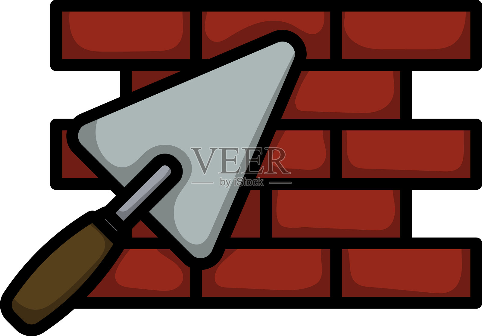 砖墙用镘刀的图标插画图片素材