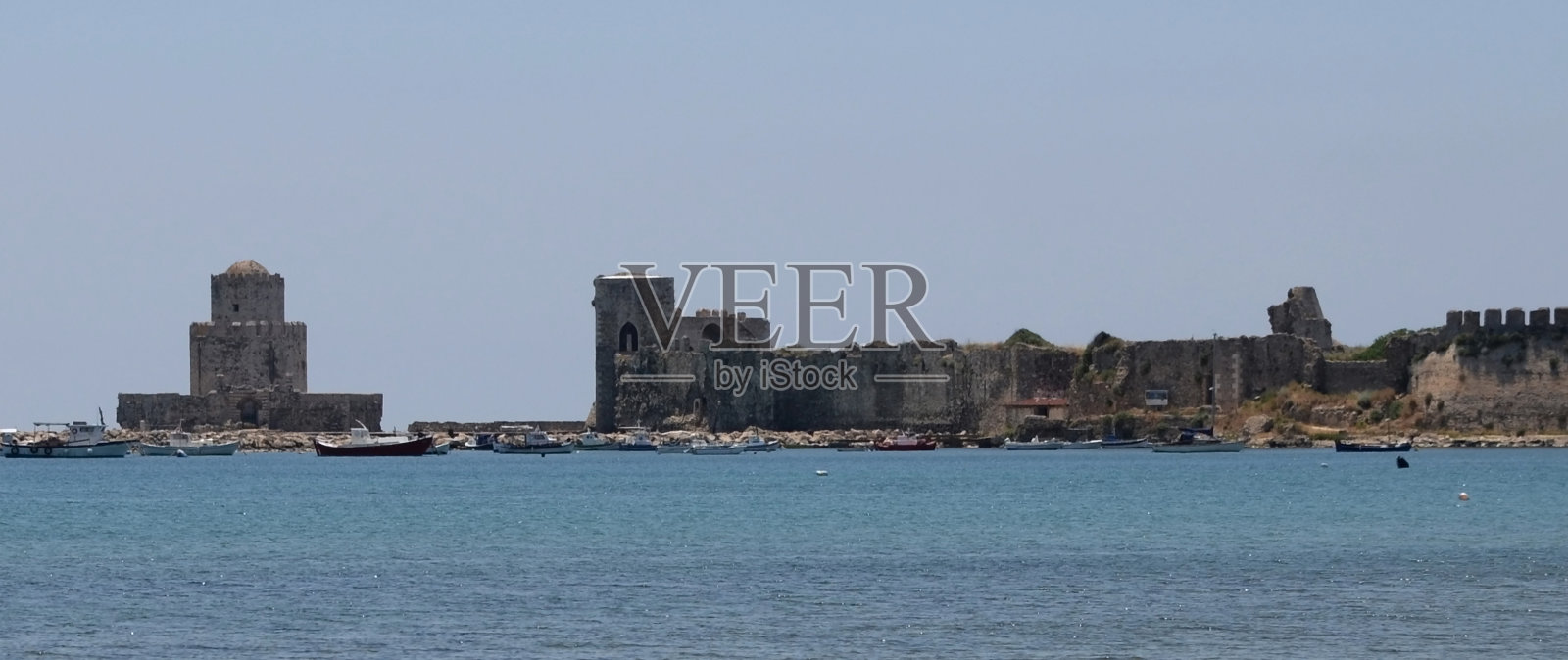 希腊Methoni的拜占庭和威尼斯时期的堡垒和城墙照片摄影图片