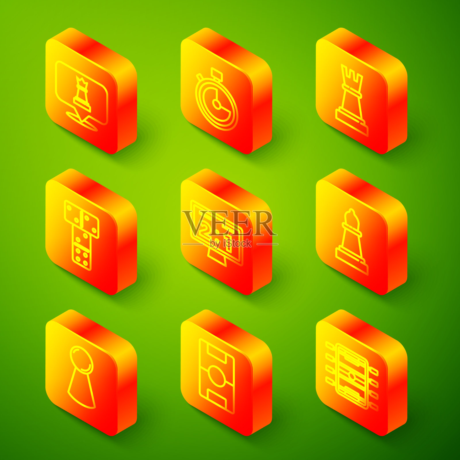 设定线象棋秒表多米诺运动图标素材