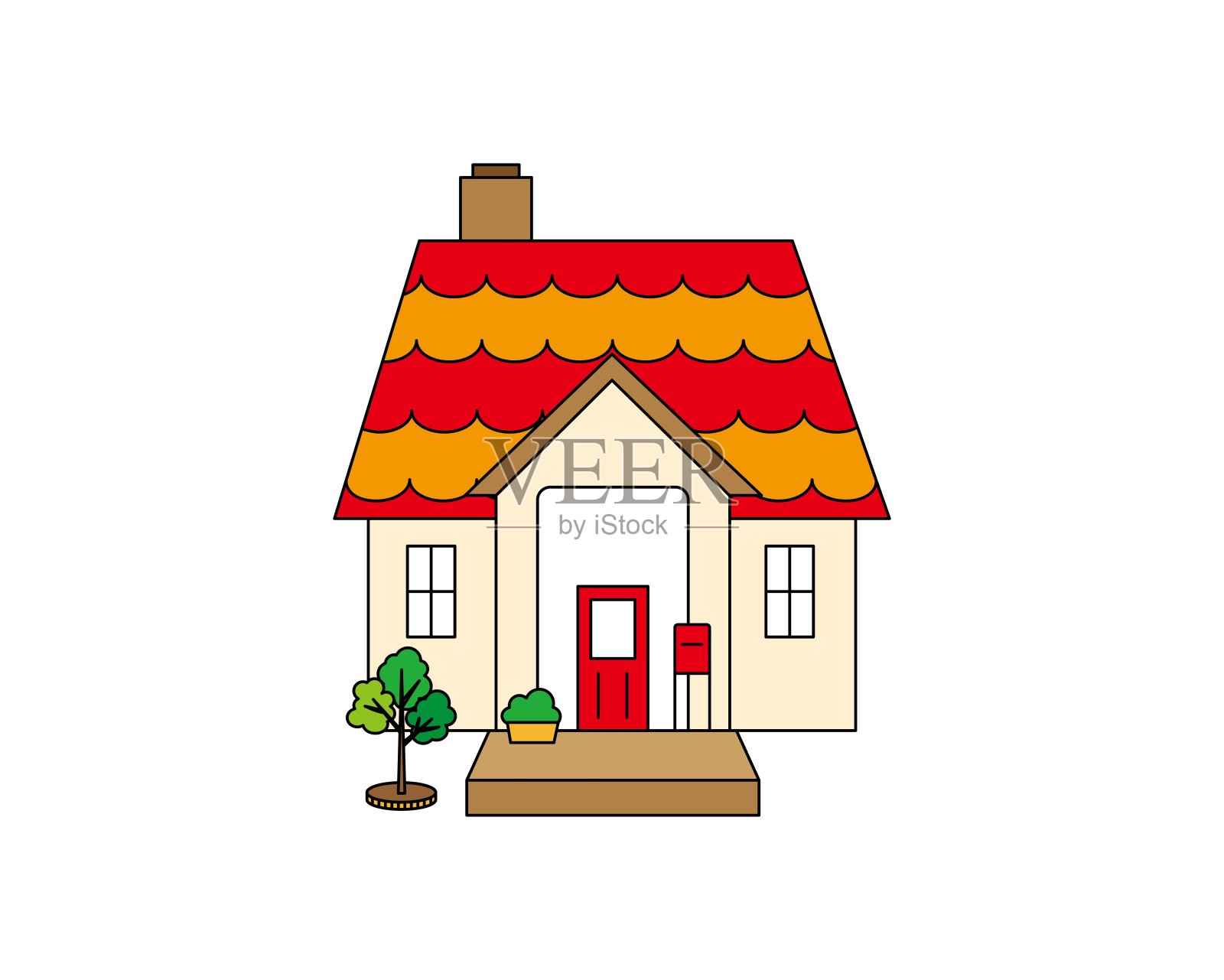 矢量插画的斯堪的纳维亚房屋与红色的屋顶设计元素图片