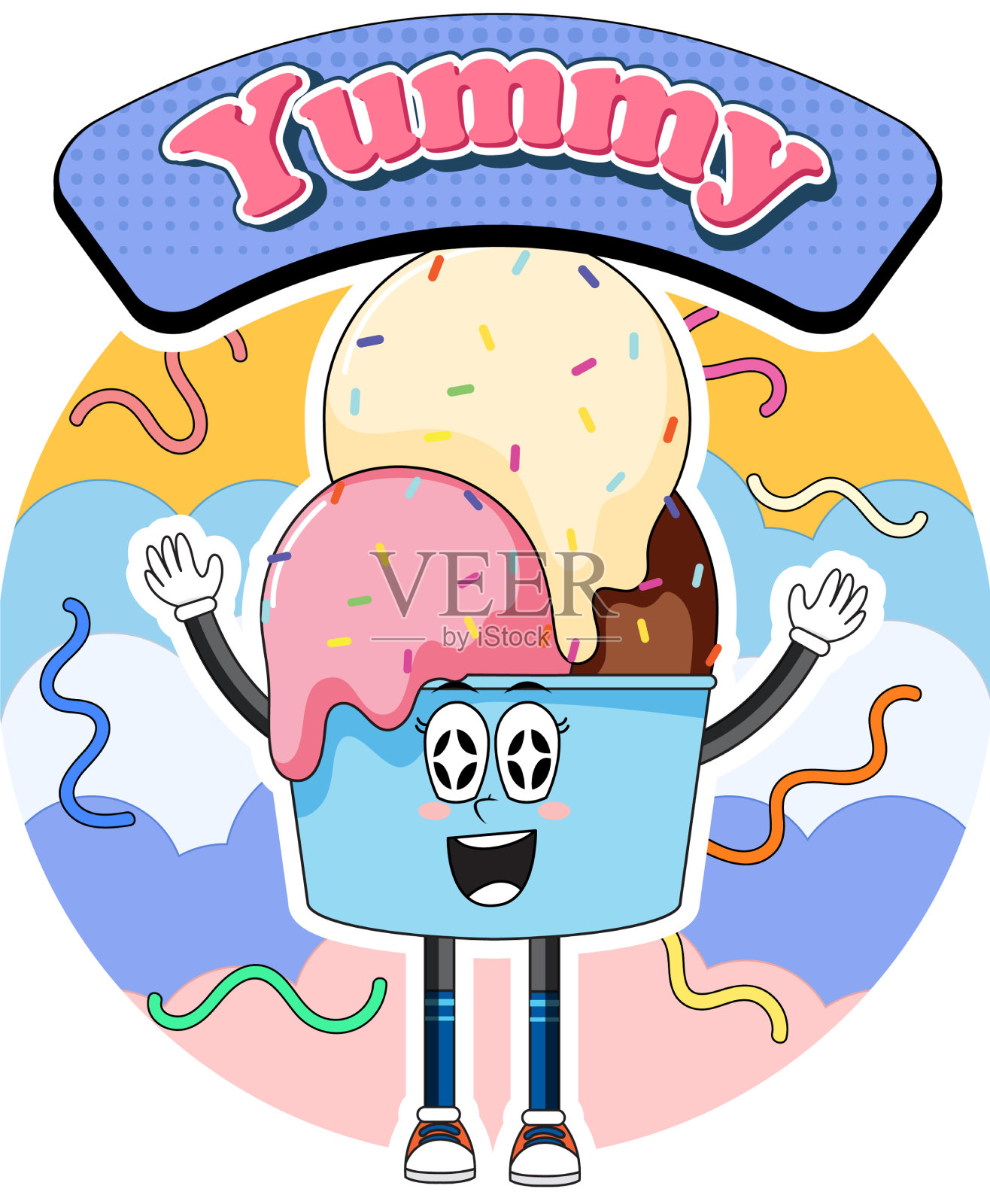 有趣的冰淇淋卡通人物设计元素图片