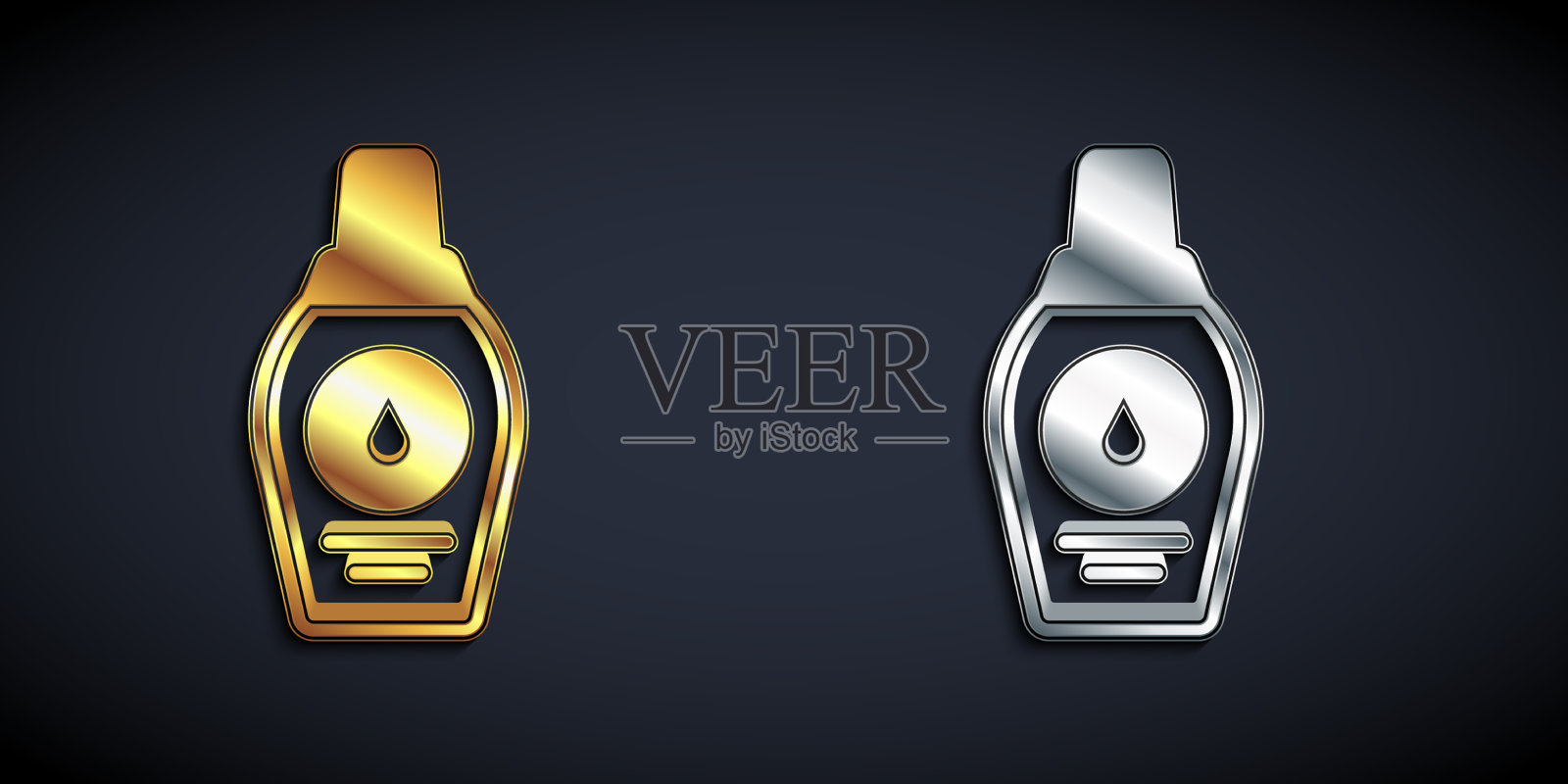 金色和银色的洗发水图标隔离瓶上插画图片素材