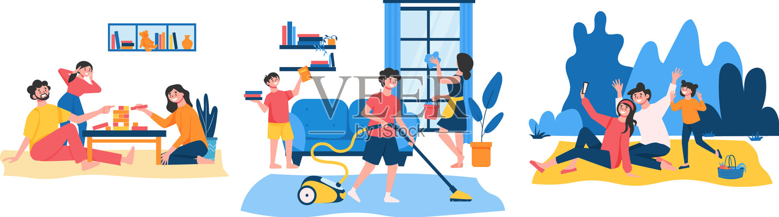 家庭套路设计理念插画图片素材